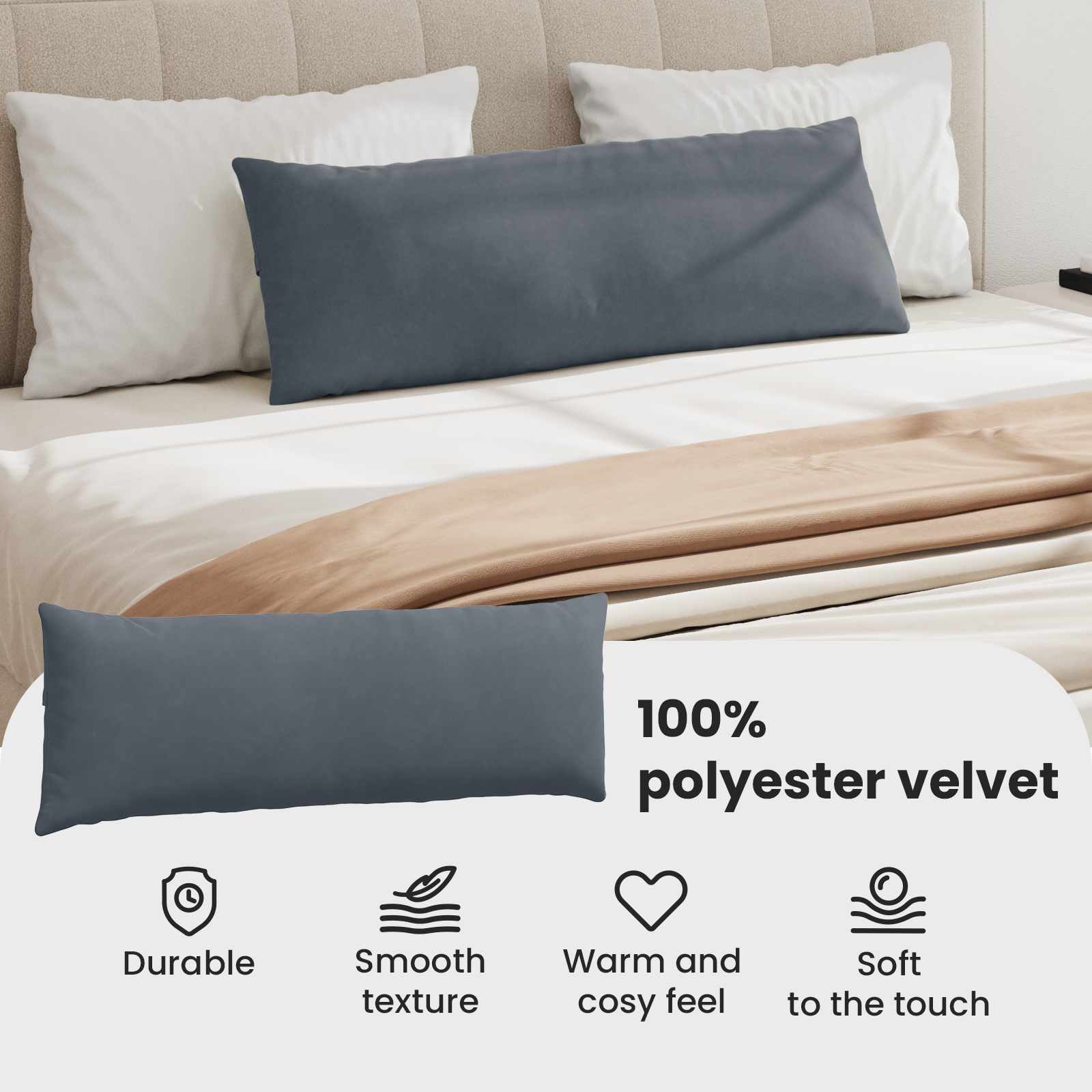 Sofa Pagalvės 2 pcs Tamsiai pilka 120 x 40 cm