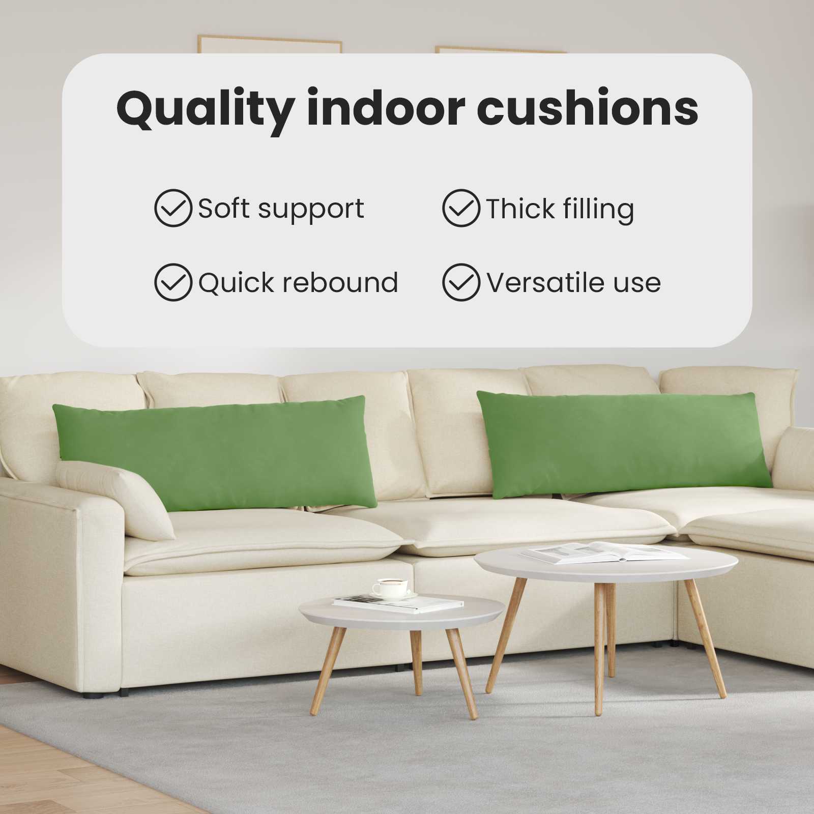 Sofa Pagalvės 2 pcs Šviesiai žalia 120 x 40 cm
