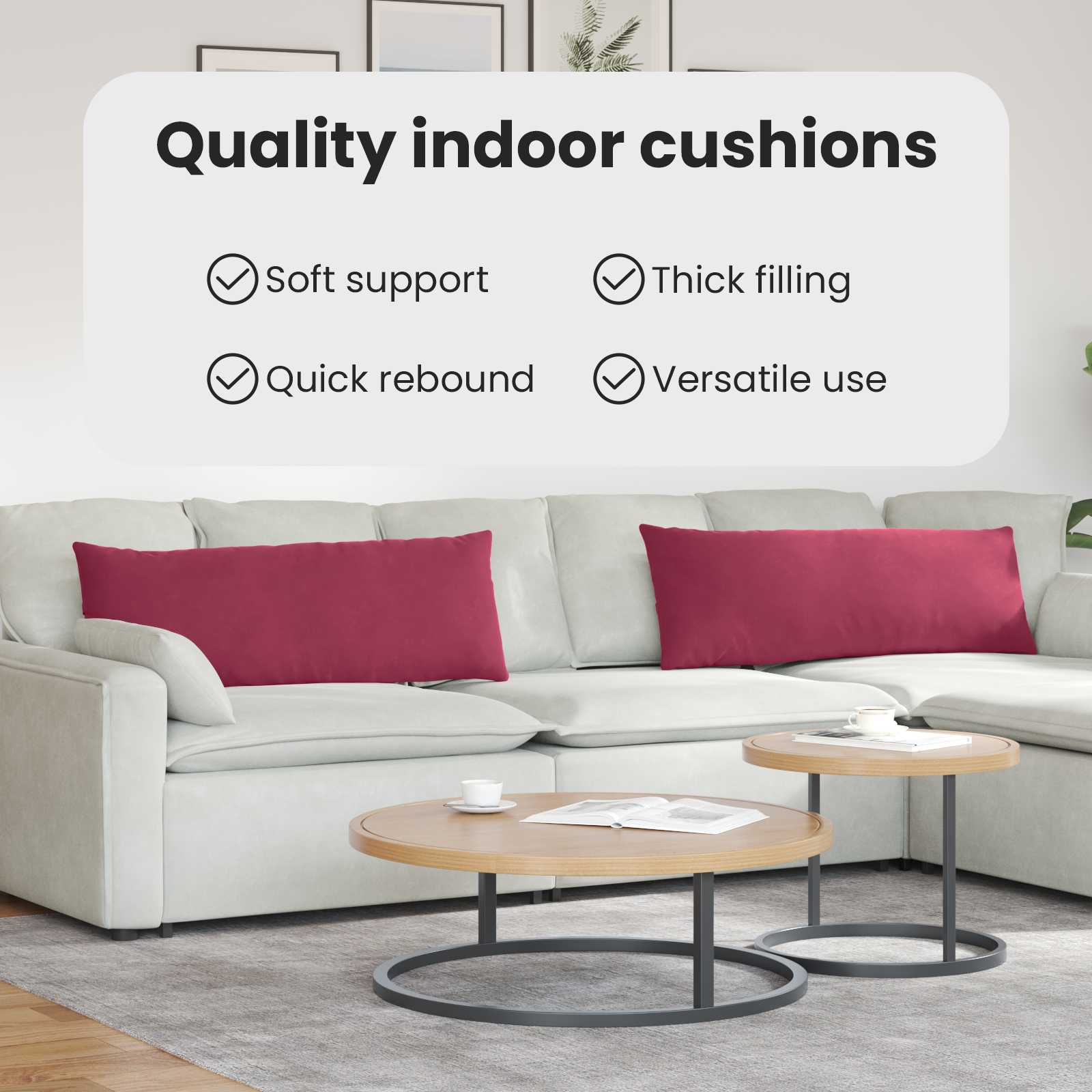 Sofa Pagalvės 2 pcs Vyno raudona 120 x 40 cm Kordūrinis audinys