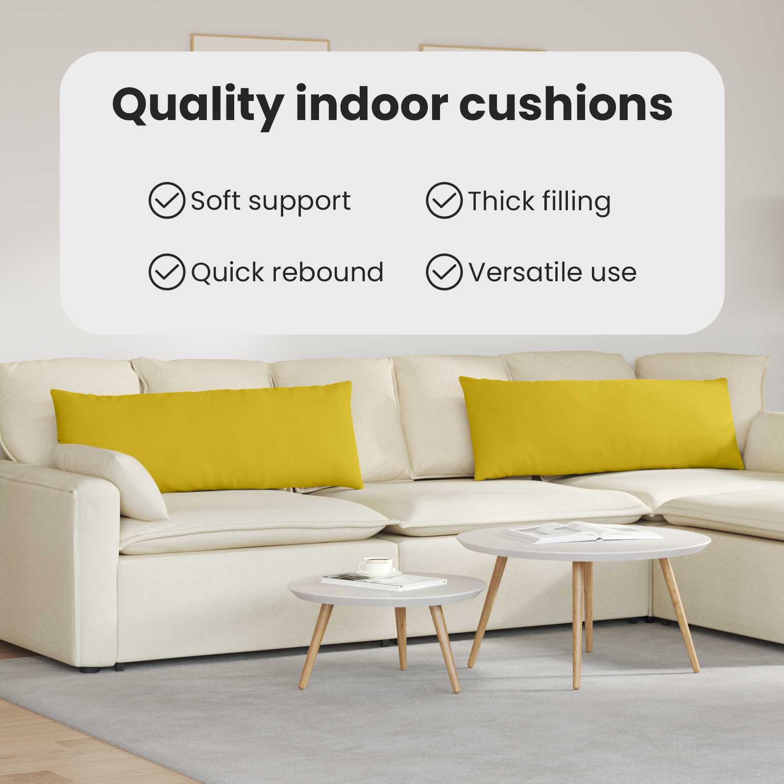 Sofa Pagalvės 2 pcs Geltona 120 x 40 cm Kordūrinis audinys