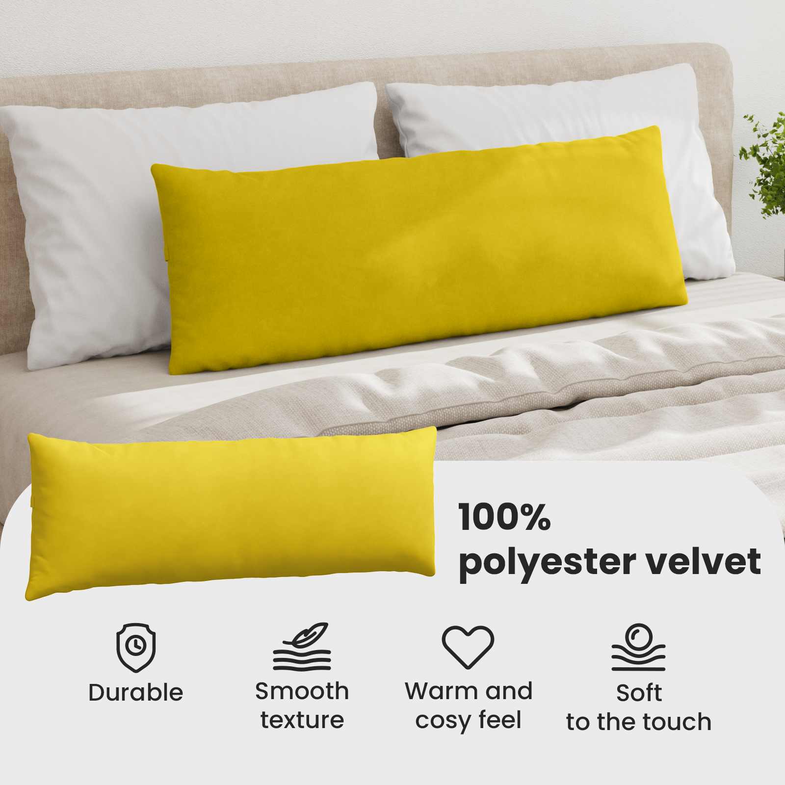 Sofa Pagalvės 2 pcs Geltona 120 x 40 cm Kordūrinis audinys