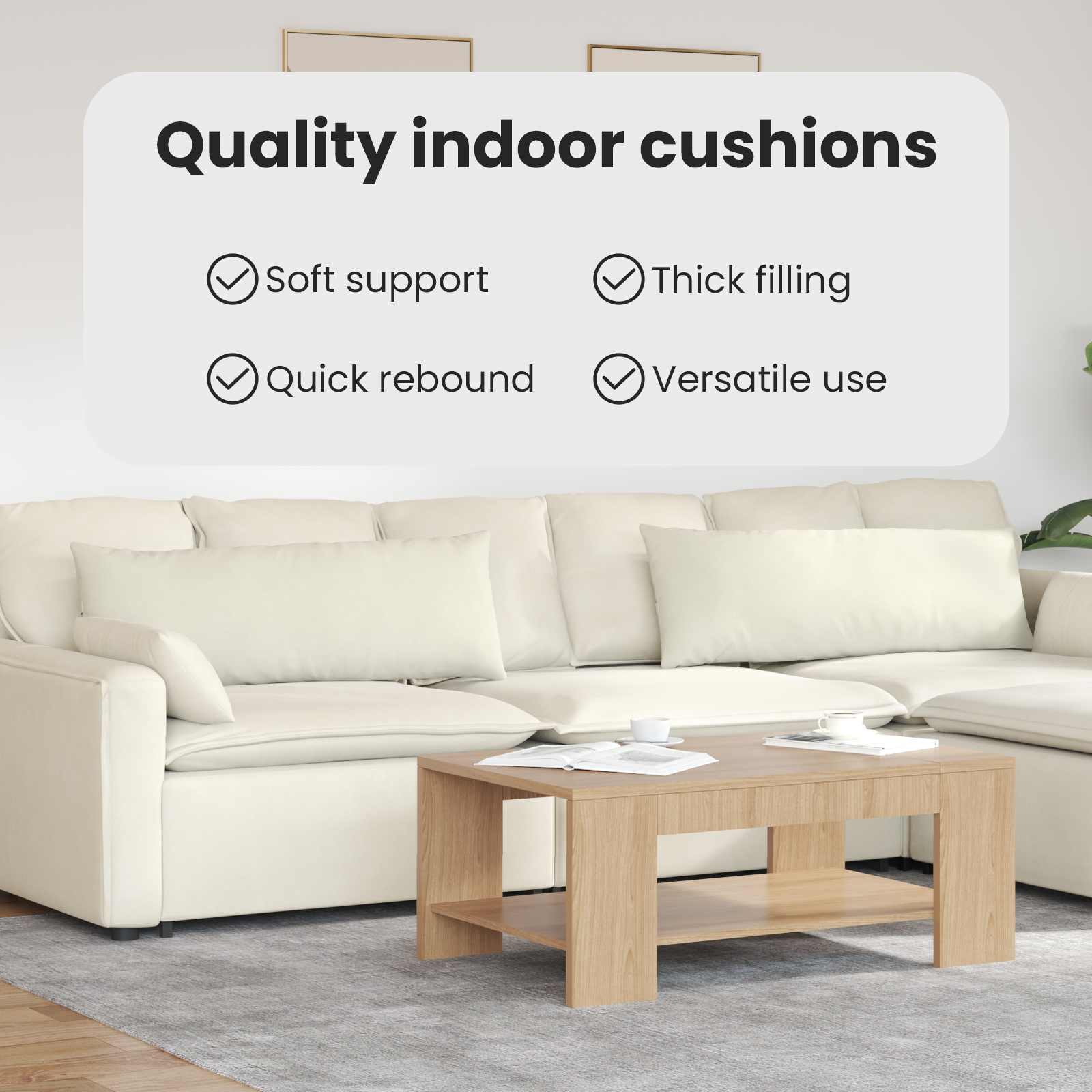 Sofa Pagalvės 2 pcs Kreminė 120 x 40 cm Kordūrinis audinys