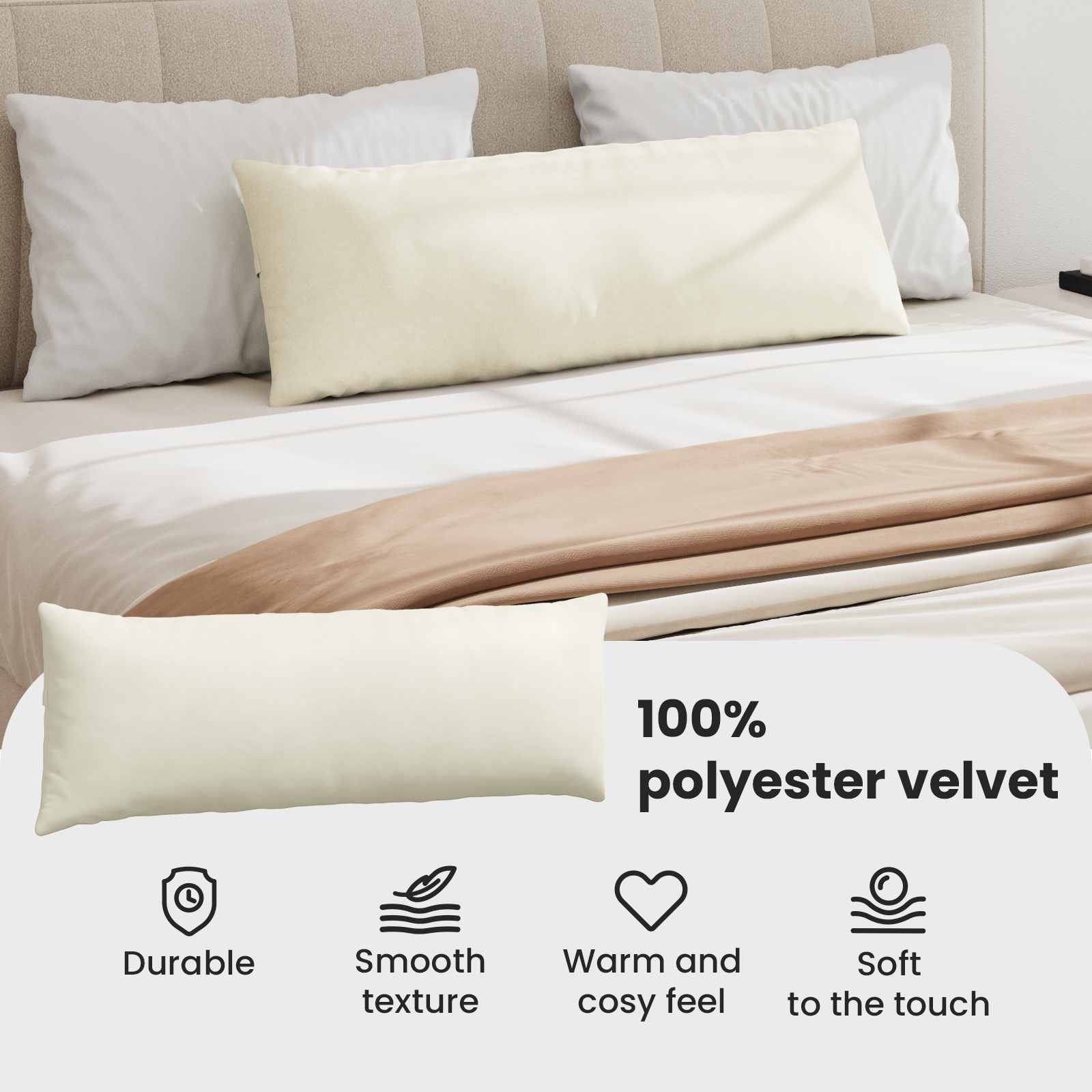 Sofa Pagalvės 2 pcs Kreminė 120 x 40 cm Kordūrinis audinys