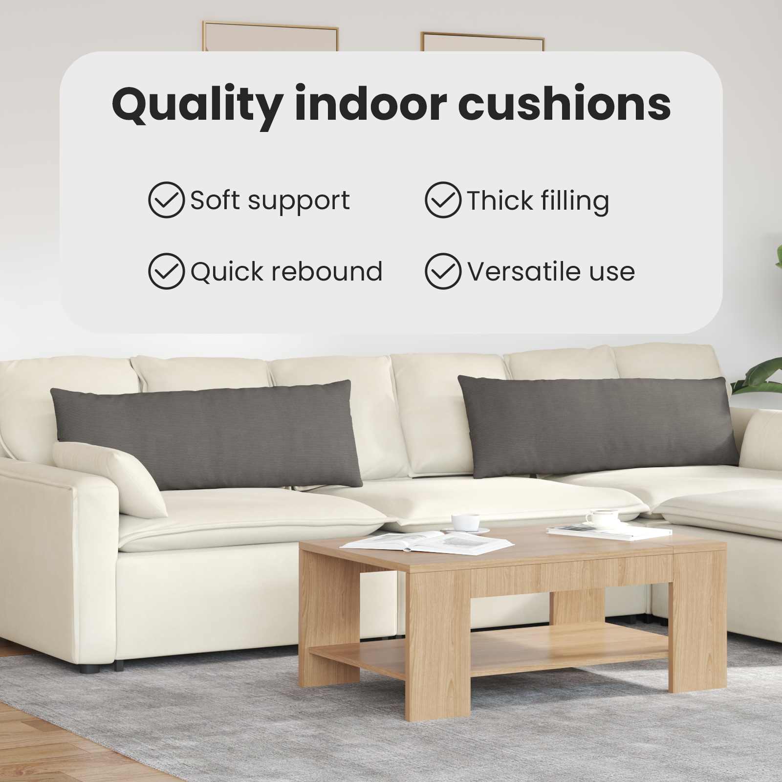 Sofa Pagalvės 2 pcs Šviesiai pilka 120 x 40 cm