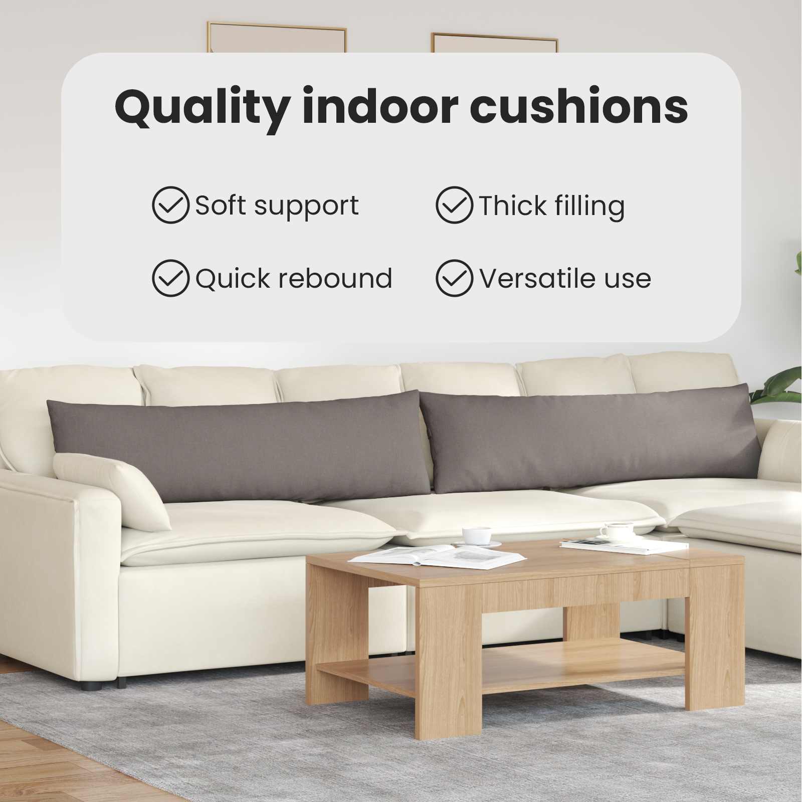 Sofa Pagalvės 2 pcs Taupe 145 x 40 cm audinys
