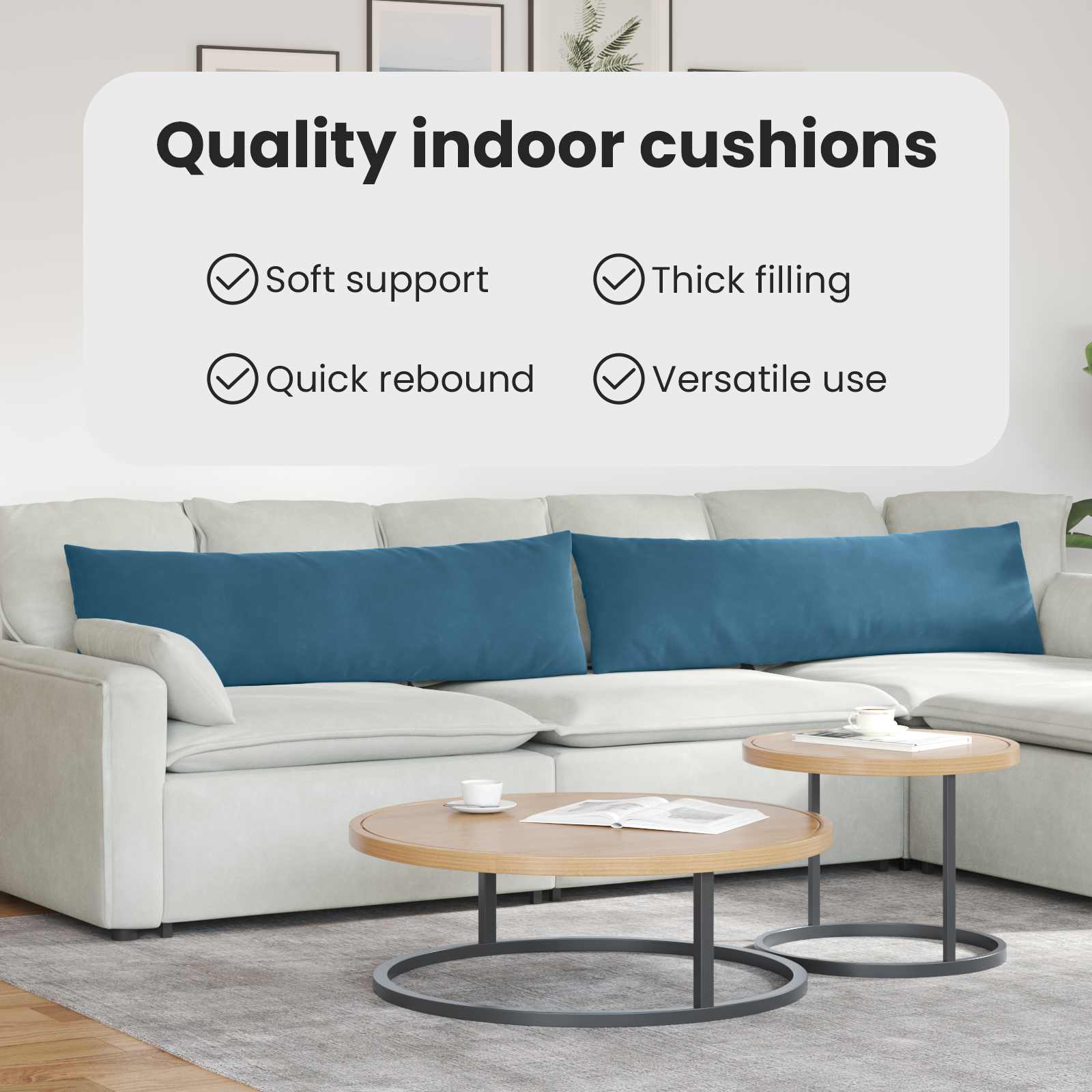 Sofa Pagalvės 2 pcs Mėlyna 145 x 40 cm Kordūrinis audinys