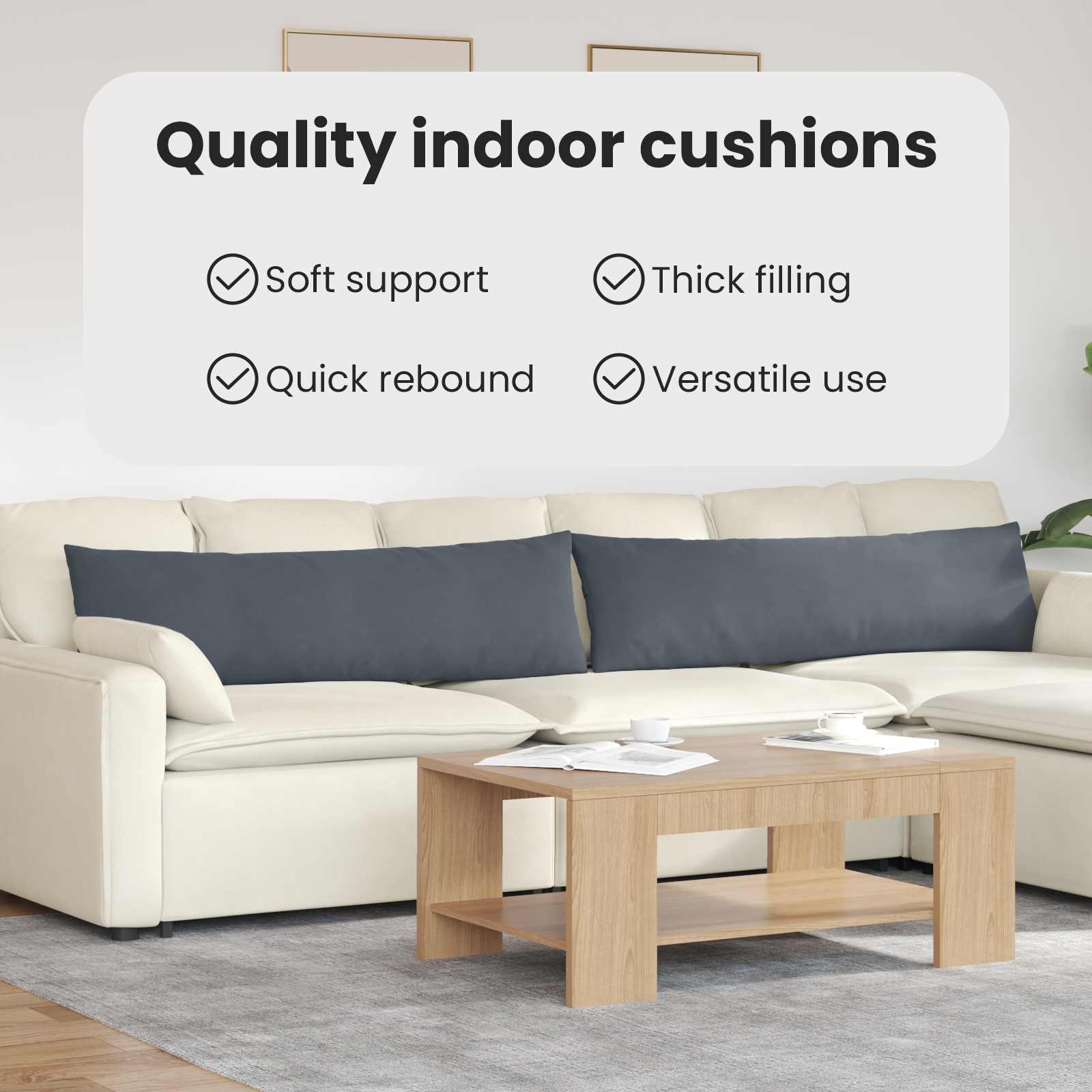 Sofa Pagalvės 2 pcs Tamsiai pilka 145 x 40 cm