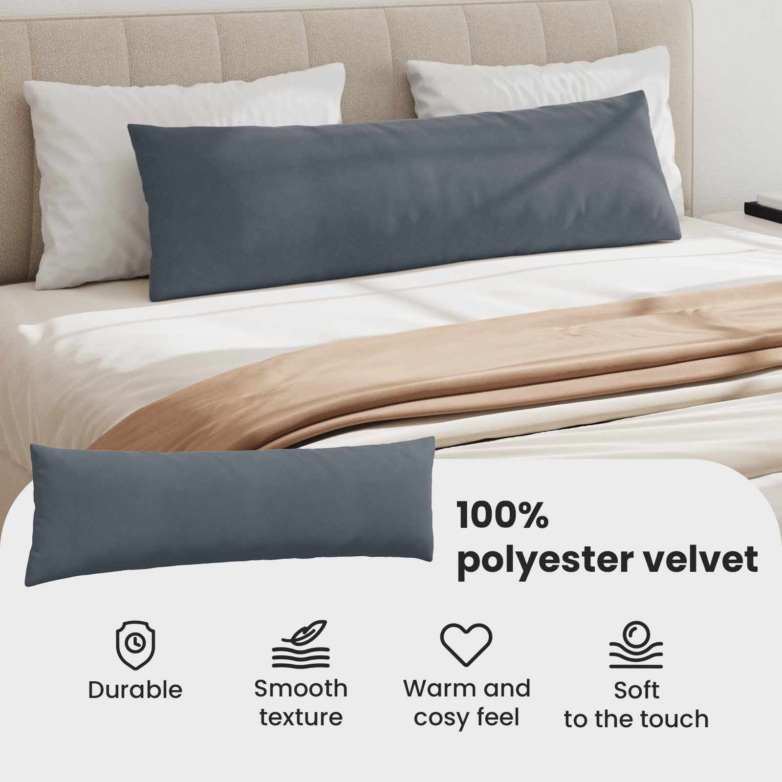 Sofa Pagalvės 2 pcs Tamsiai pilka 145 x 40 cm