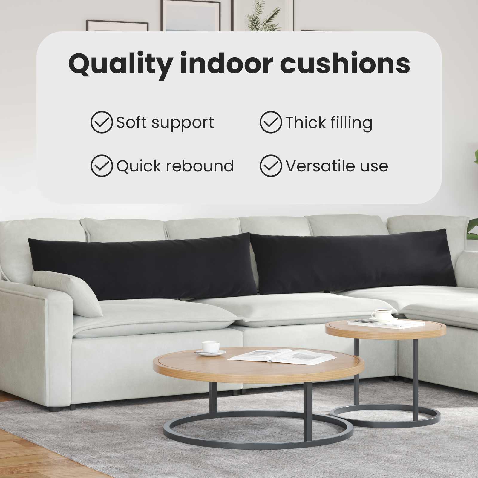 Sofa Pagalvės 2 pcs Juoda 145 x 40 cm Kordūrinis audinys