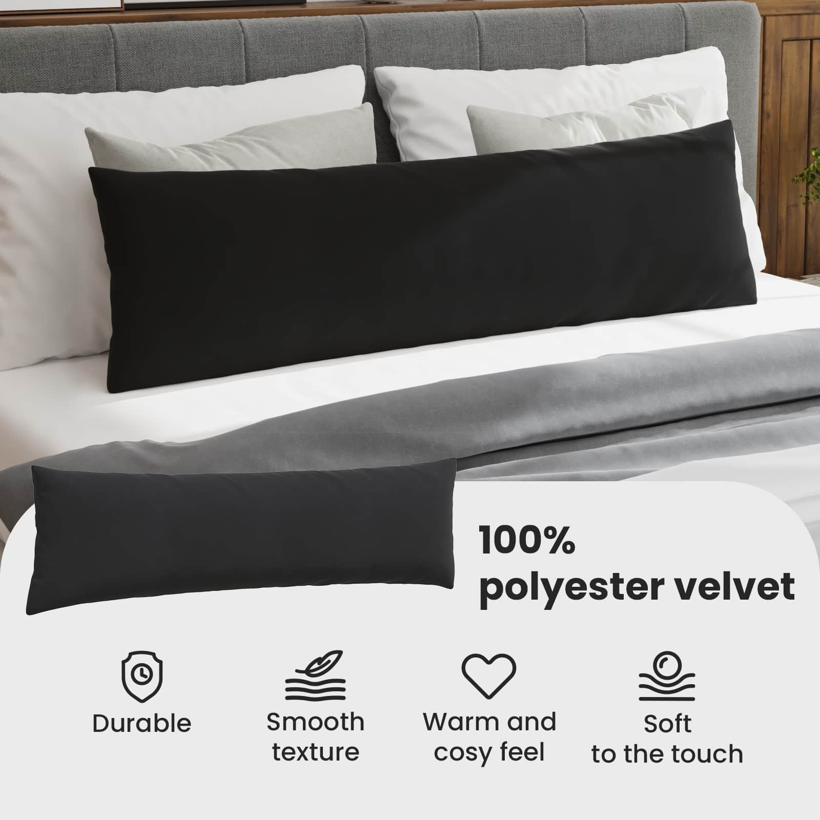 Sofa Pagalvės 2 pcs Juoda 145 x 40 cm Kordūrinis audinys