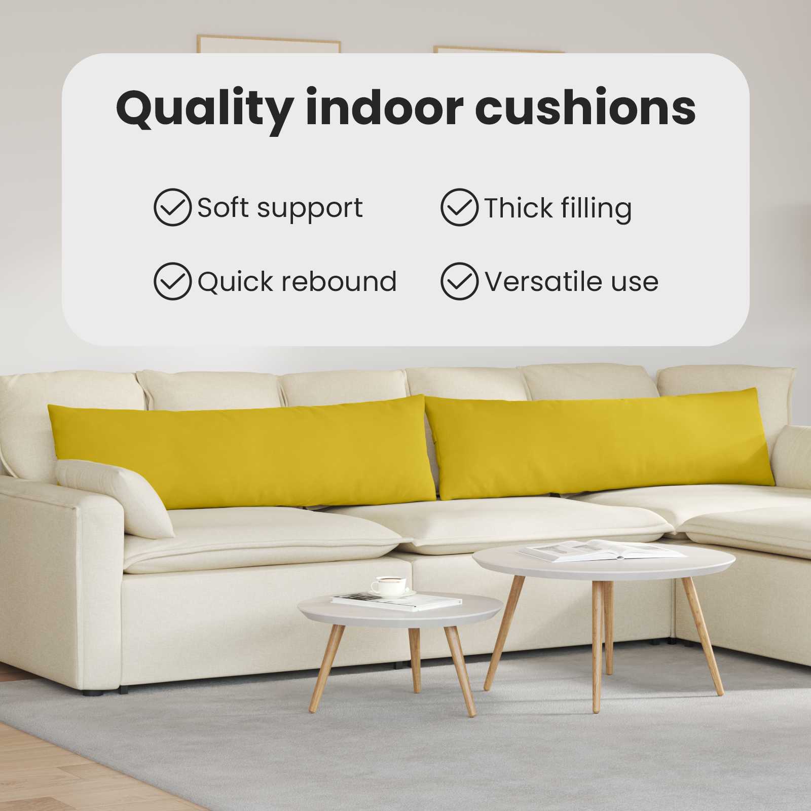 Sofa Pagalvės 2 pcs Geltona 145 x 40 cm Kordūrinis audinys