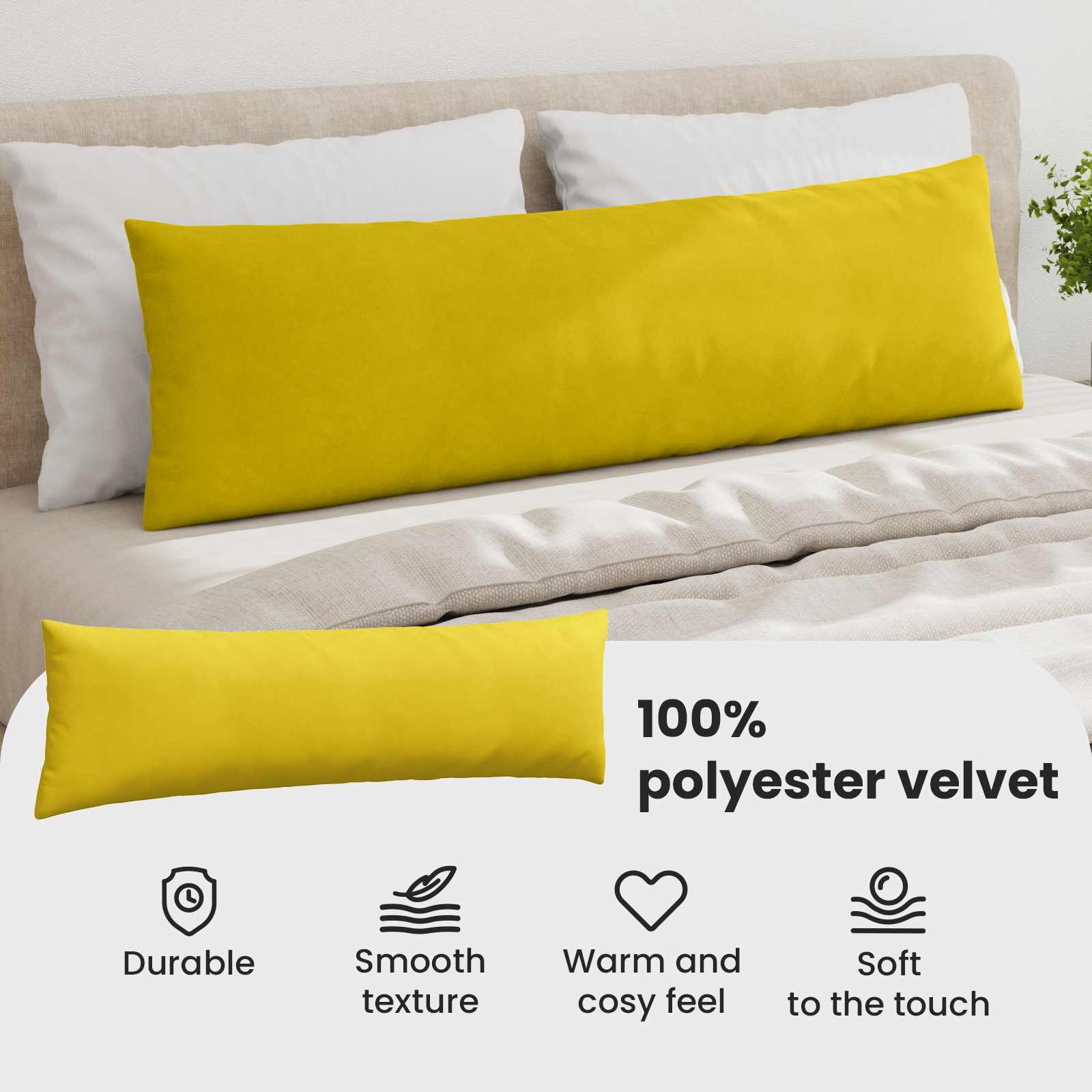 Sofa Pagalvės 2 pcs Geltona 145 x 40 cm Kordūrinis audinys
