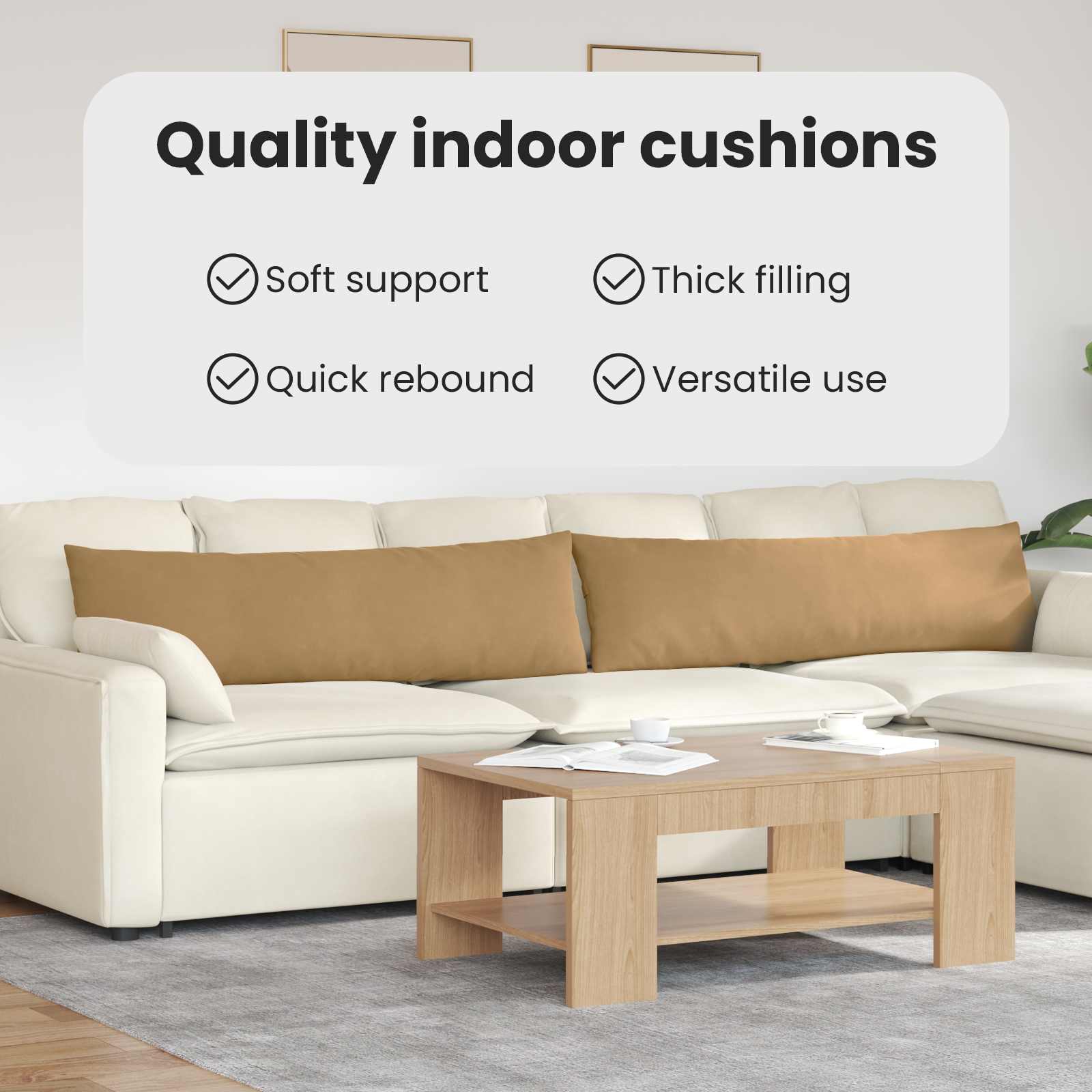Sofa Pagalvės 2 pcs Ruda 145 x 40 cm Kordūrinis audinys