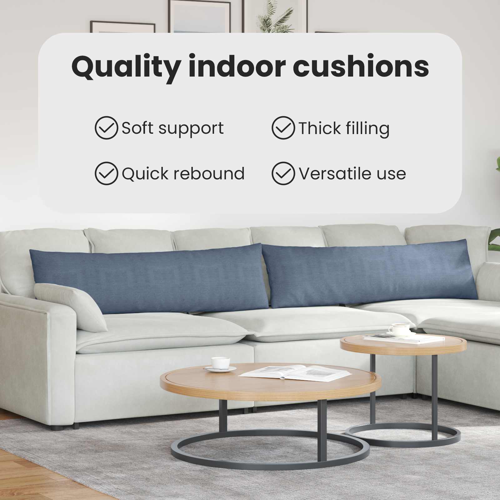 Sofa Pagalvės 2 pcs Mėlyna 145 x 40 cm Kordūrinis audinys
