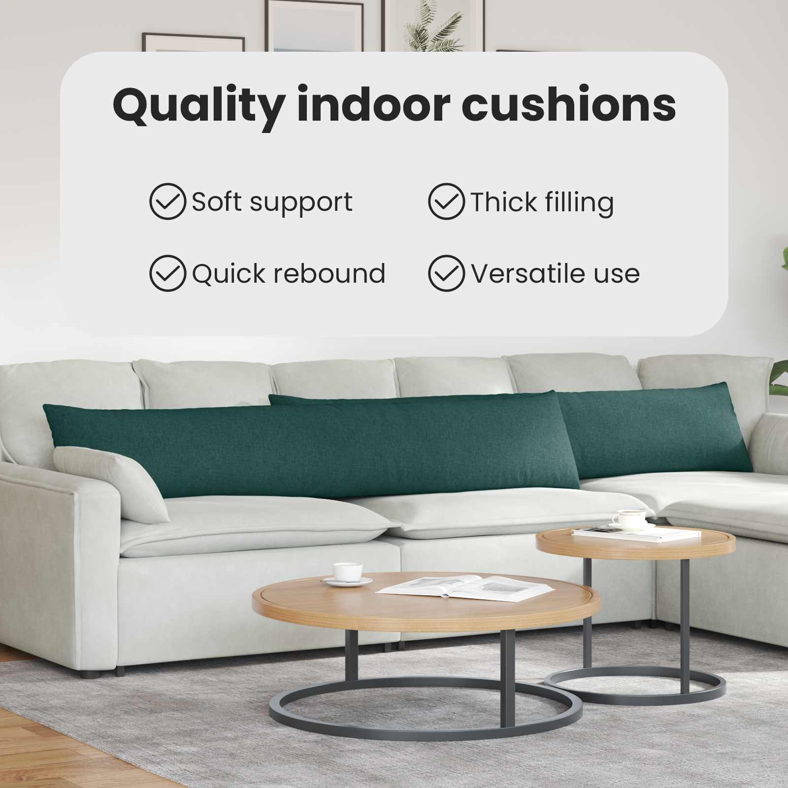 Sofa Pagalvės 2 pcs Tamsiai žalia 200 x 40 cm audinys