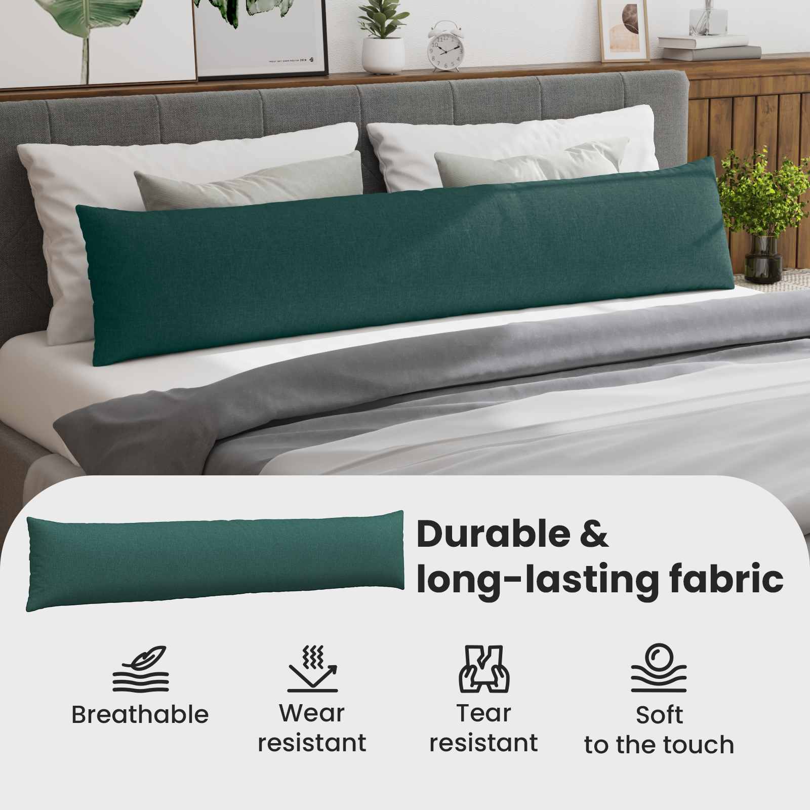 Sofa Pagalvės 2 pcs Tamsiai žalia 200 x 40 cm audinys