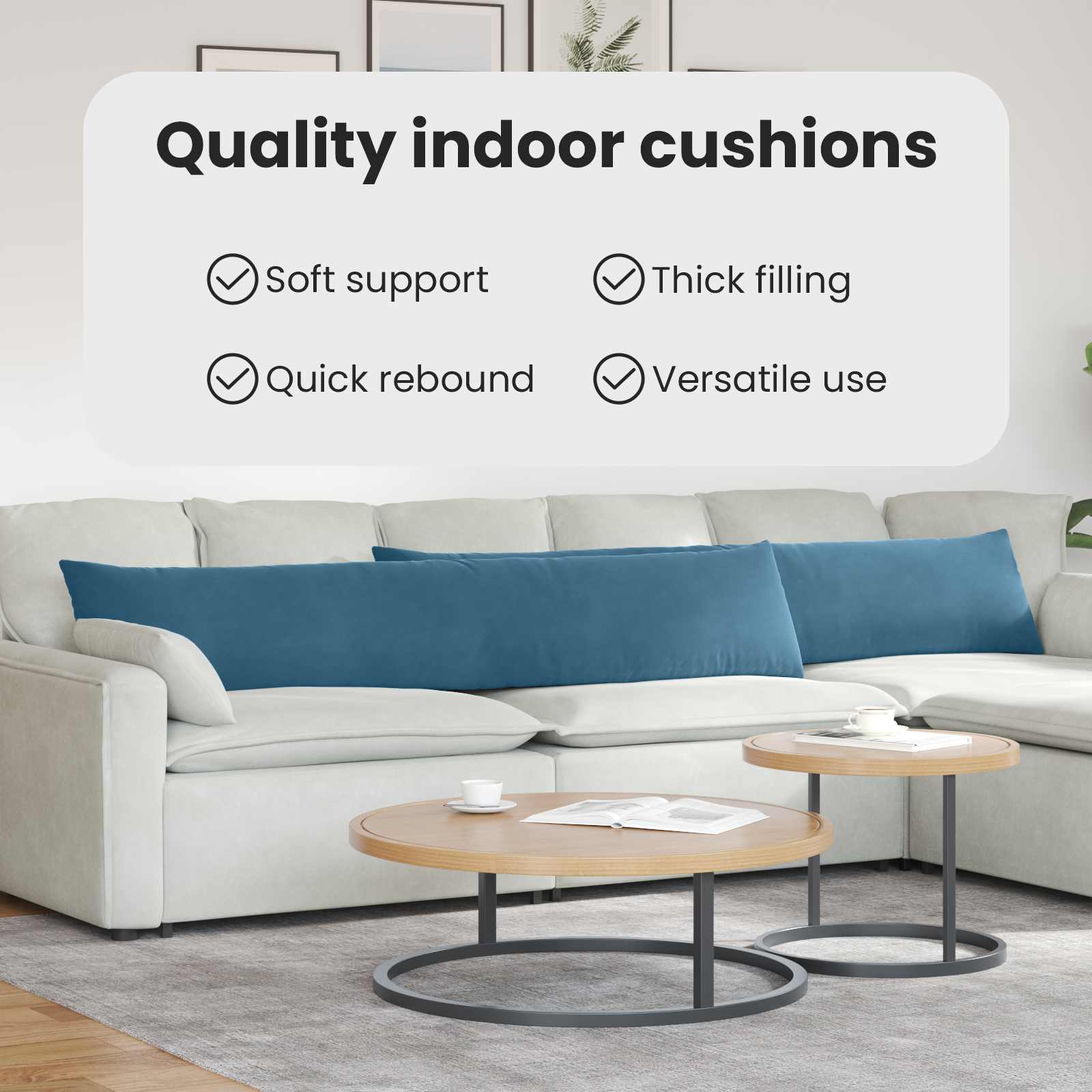 Sofa Pagalvės 2 pcs Mėlyna 200 x 40 cm Kordūrinis audinys
