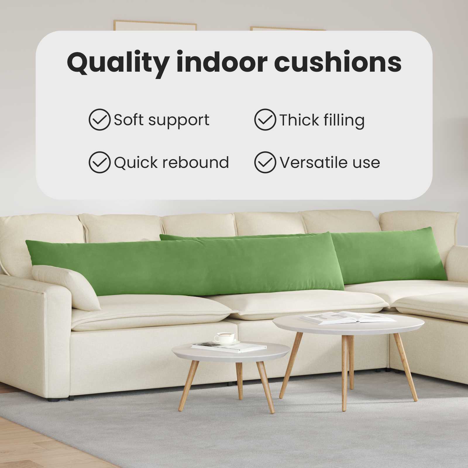 Sofa Cushions 2 pcs Light green 200 x 40 cm