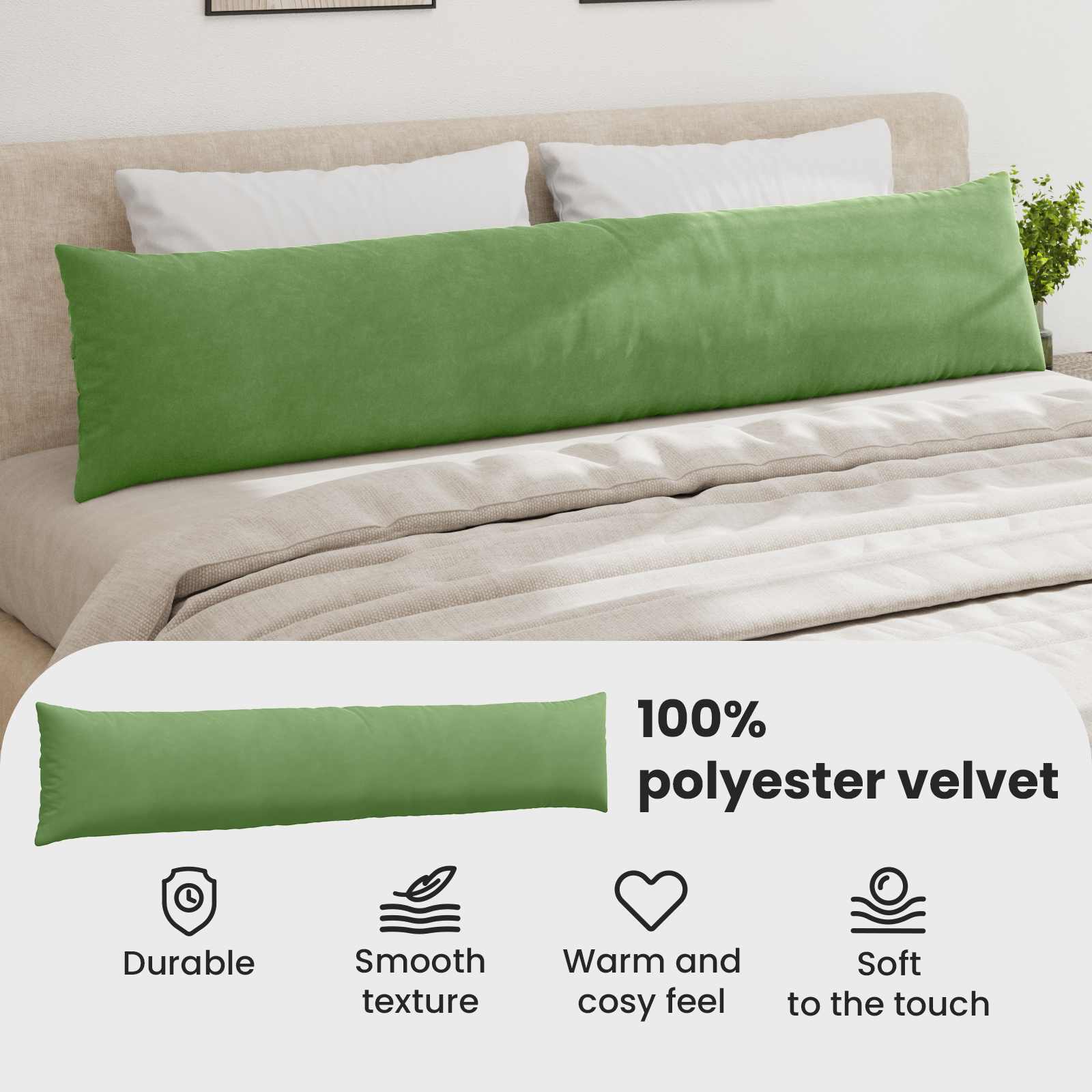 Sofa Cushions 2 pcs Light green 200 x 40 cm