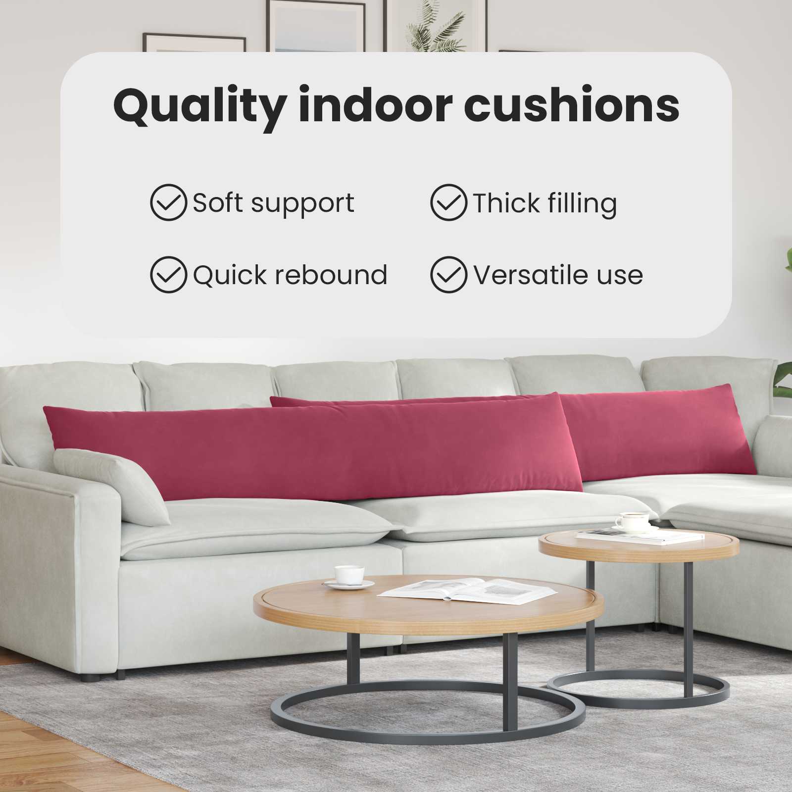 Sofa Pagalvės 2 pcs Vyno raudona 200 x 40 cm Kordūrinis audinys