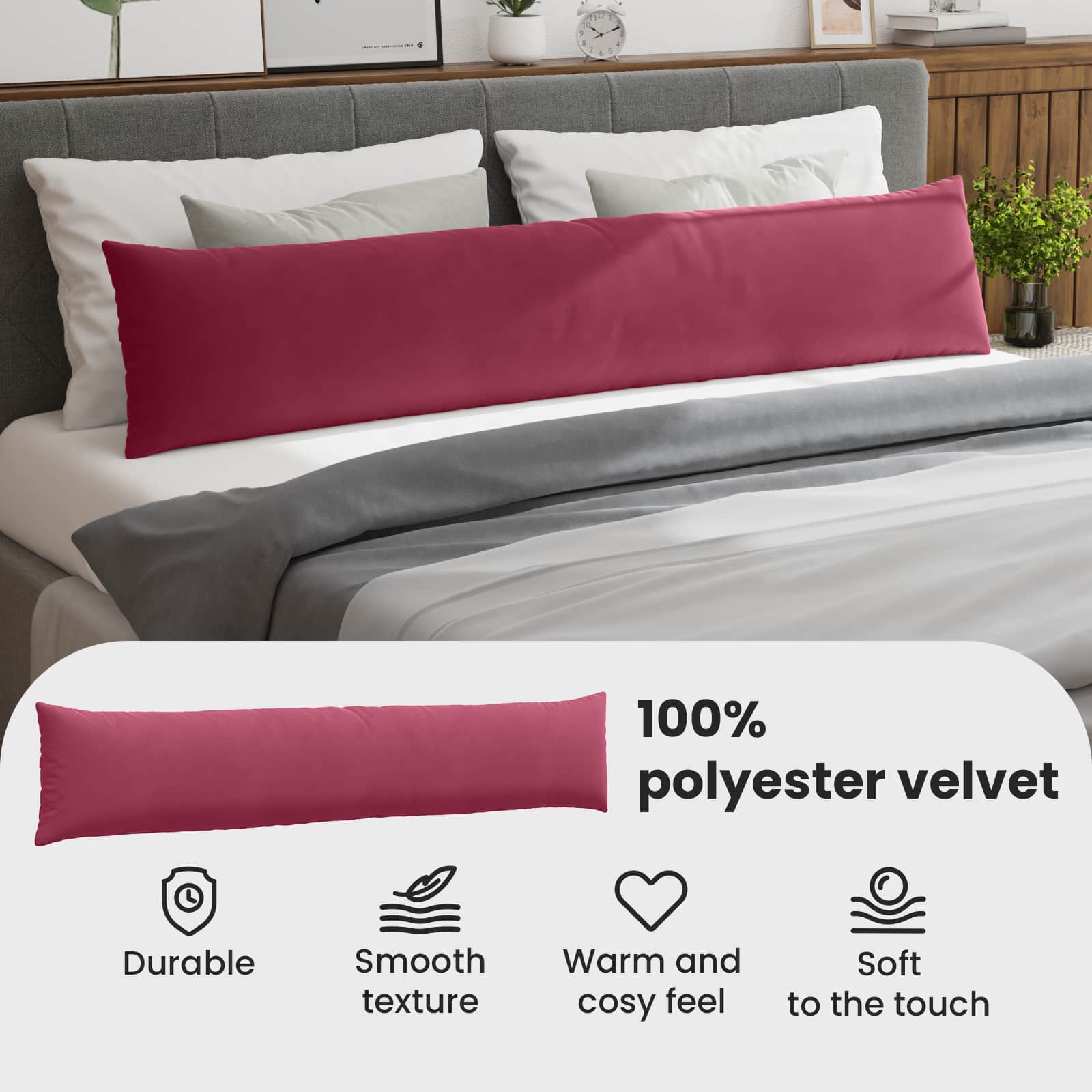 Sofa Pagalvės 2 pcs Vyno raudona 200 x 40 cm Kordūrinis audinys