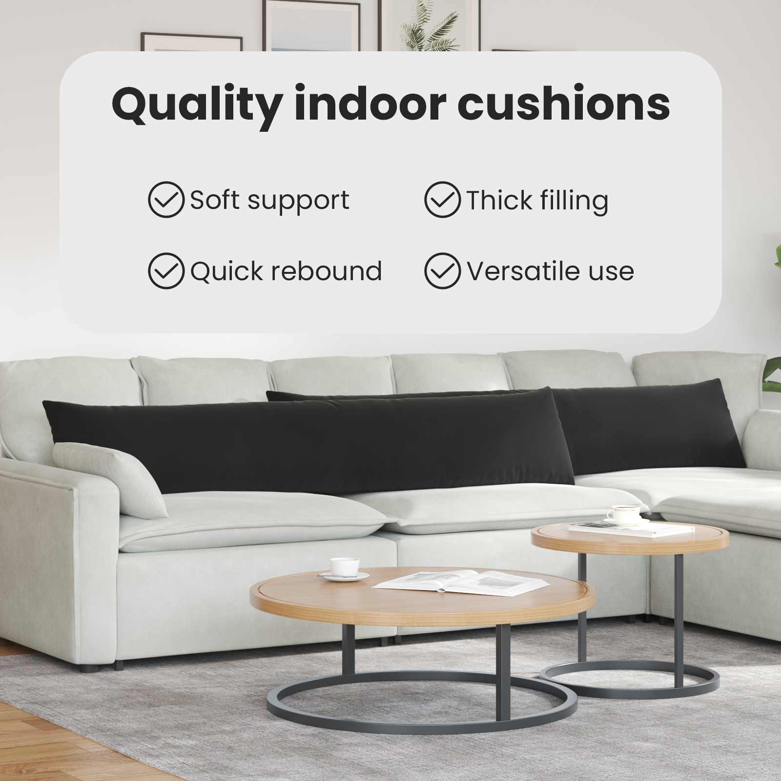 Sofa Pagalvės 2 pcs Juoda 200 x 40 cm Kordūrinis audinys