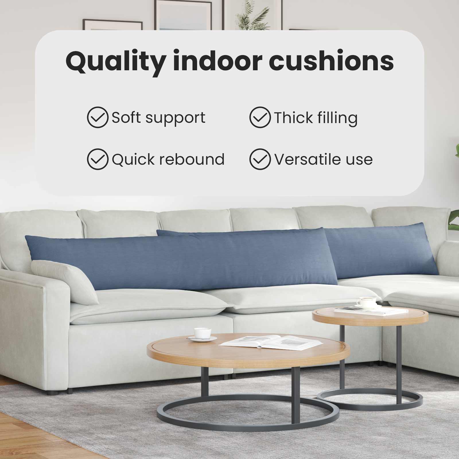 Sofa Pagalvės 2 pcs Mėlyna 200 x 40 cm Kordūrinis audinys