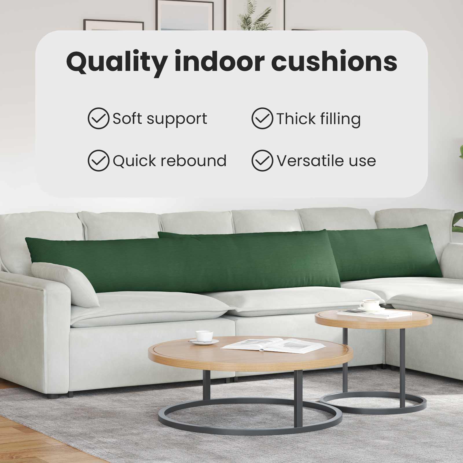 Sofa Pagalvės 2 pcs Tamsiai žalia 200 x 40 cm