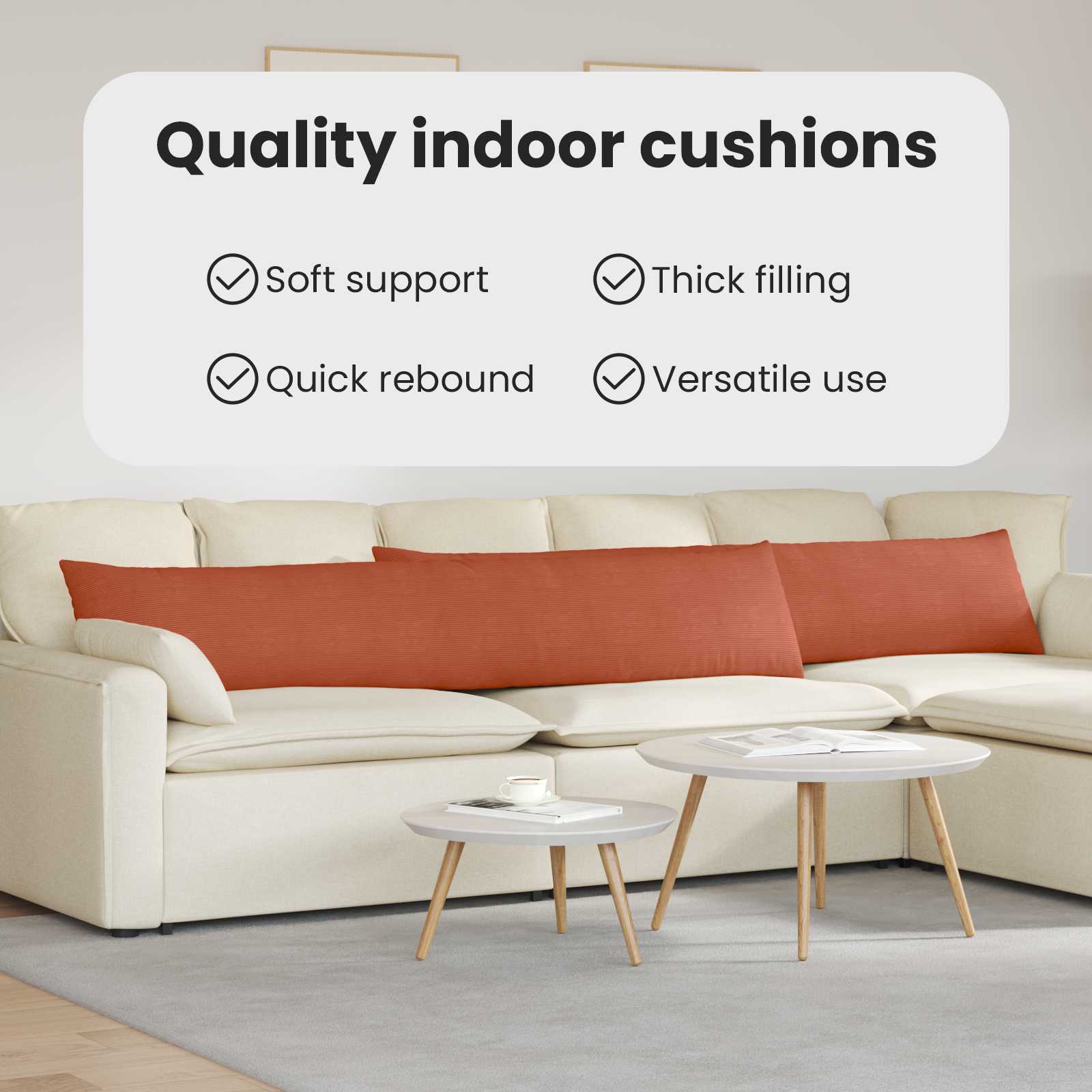 Sofa Pagalvės 2 pcs Raudona oranžinė 200 x 40 cm