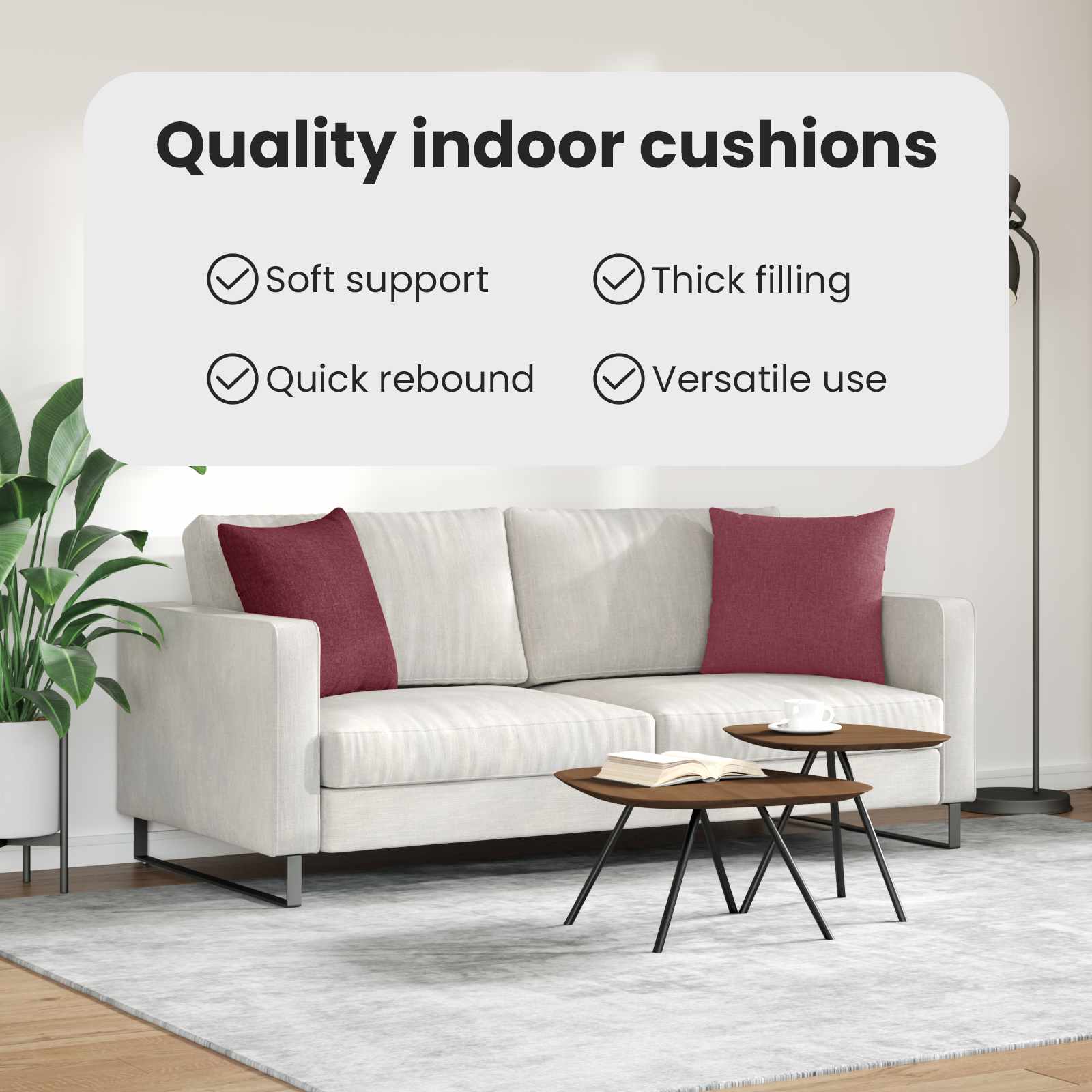Sofa Pagalvės 2 pcs Vyno raudona 45 x 45 cm audinys