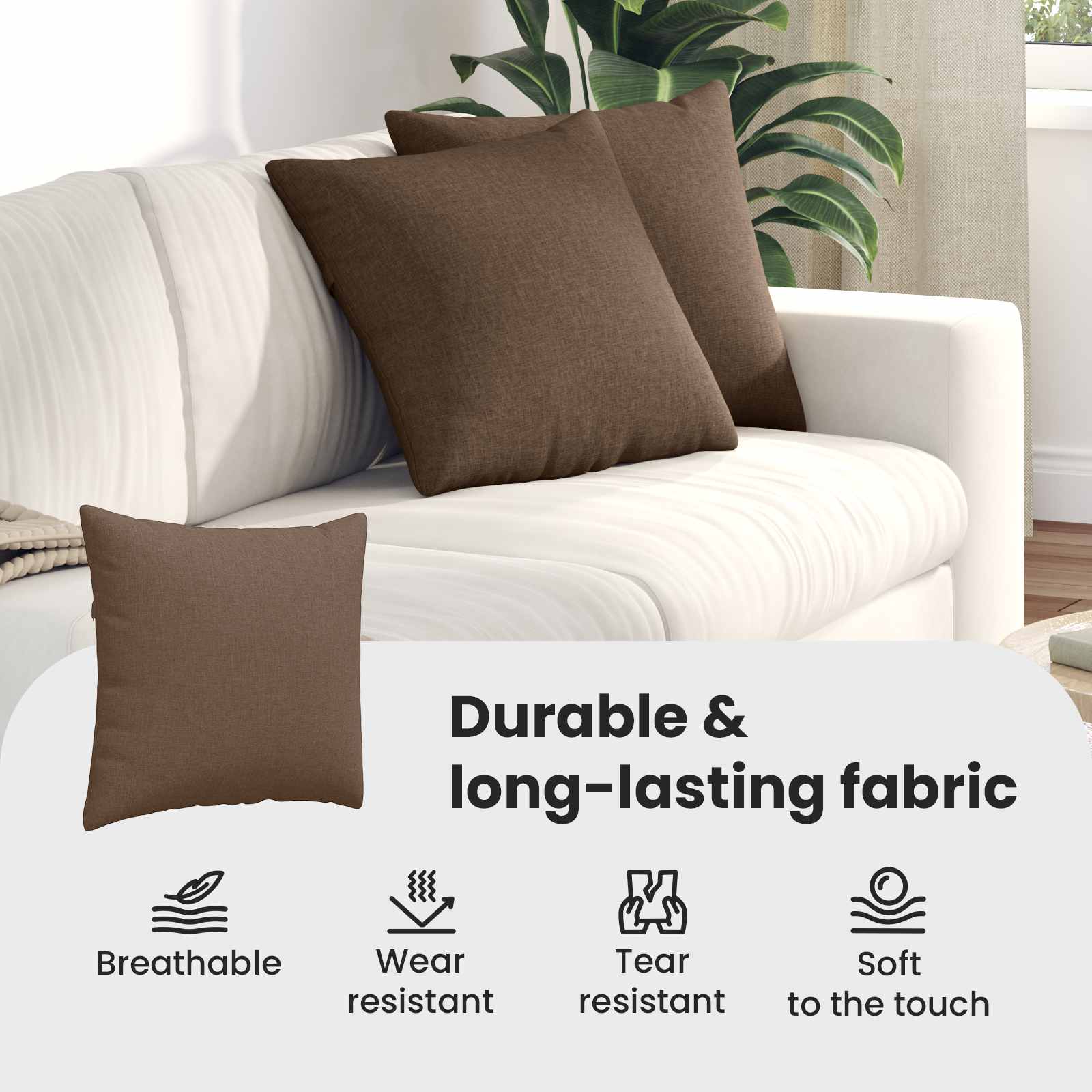Sofa Cushions 2 pcs Brown 45 x 45 cm fabric