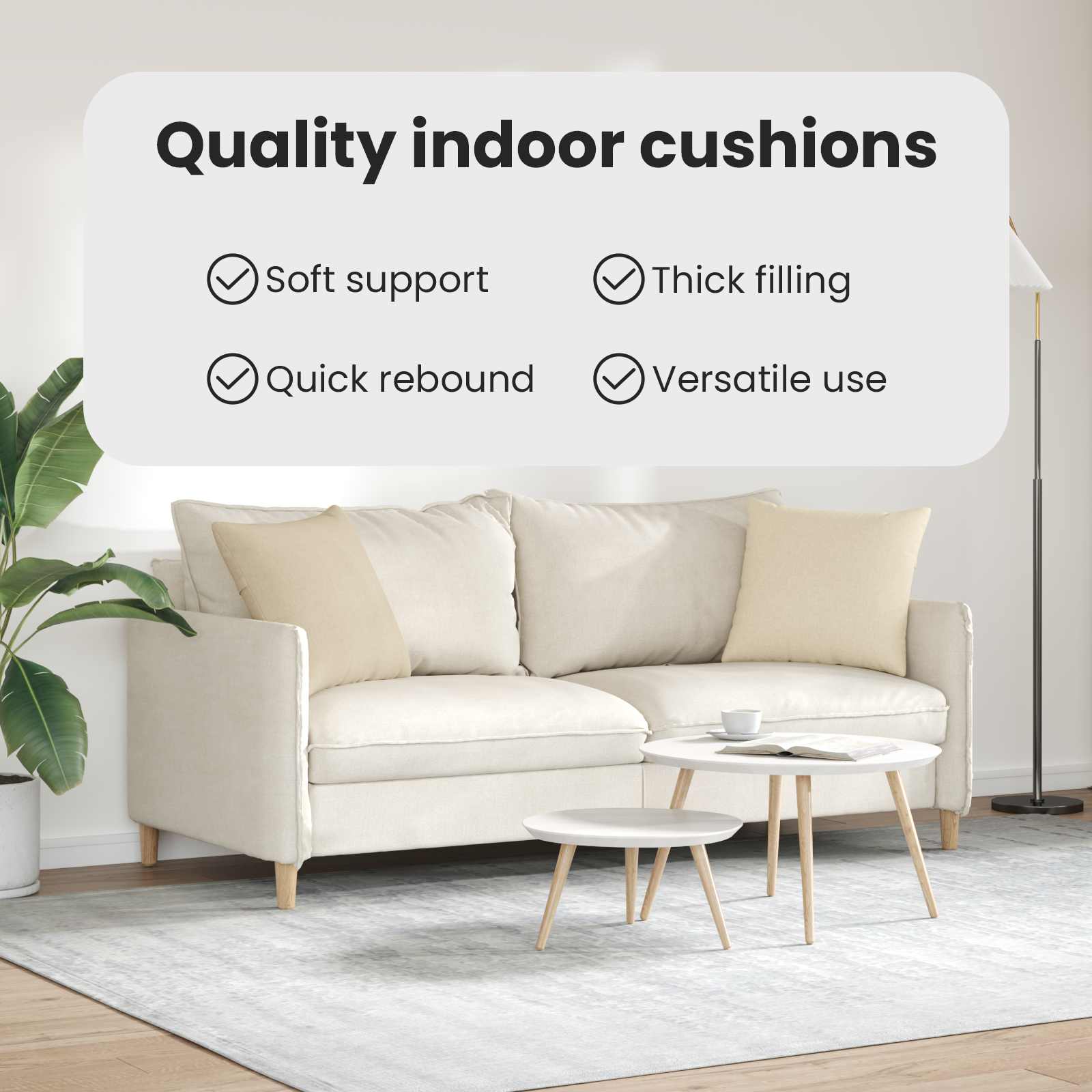 Sofa Pagalvės 2 pcs Kreminė 45 x 45 cm audinys