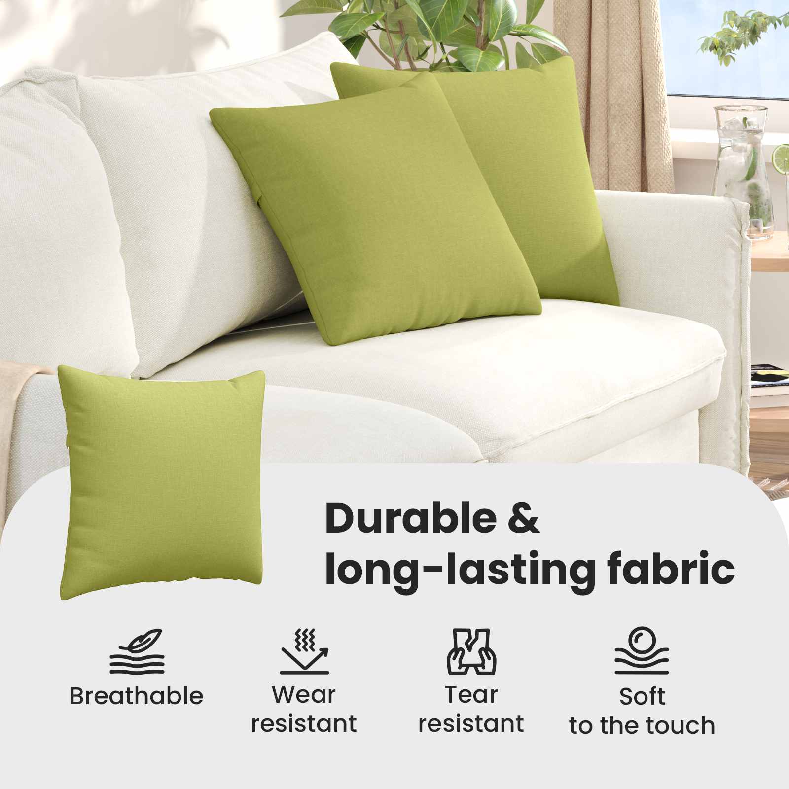 Sofa Pagalvės 2 pcs Šviesiai žalia 45 x 45 cm audinys
