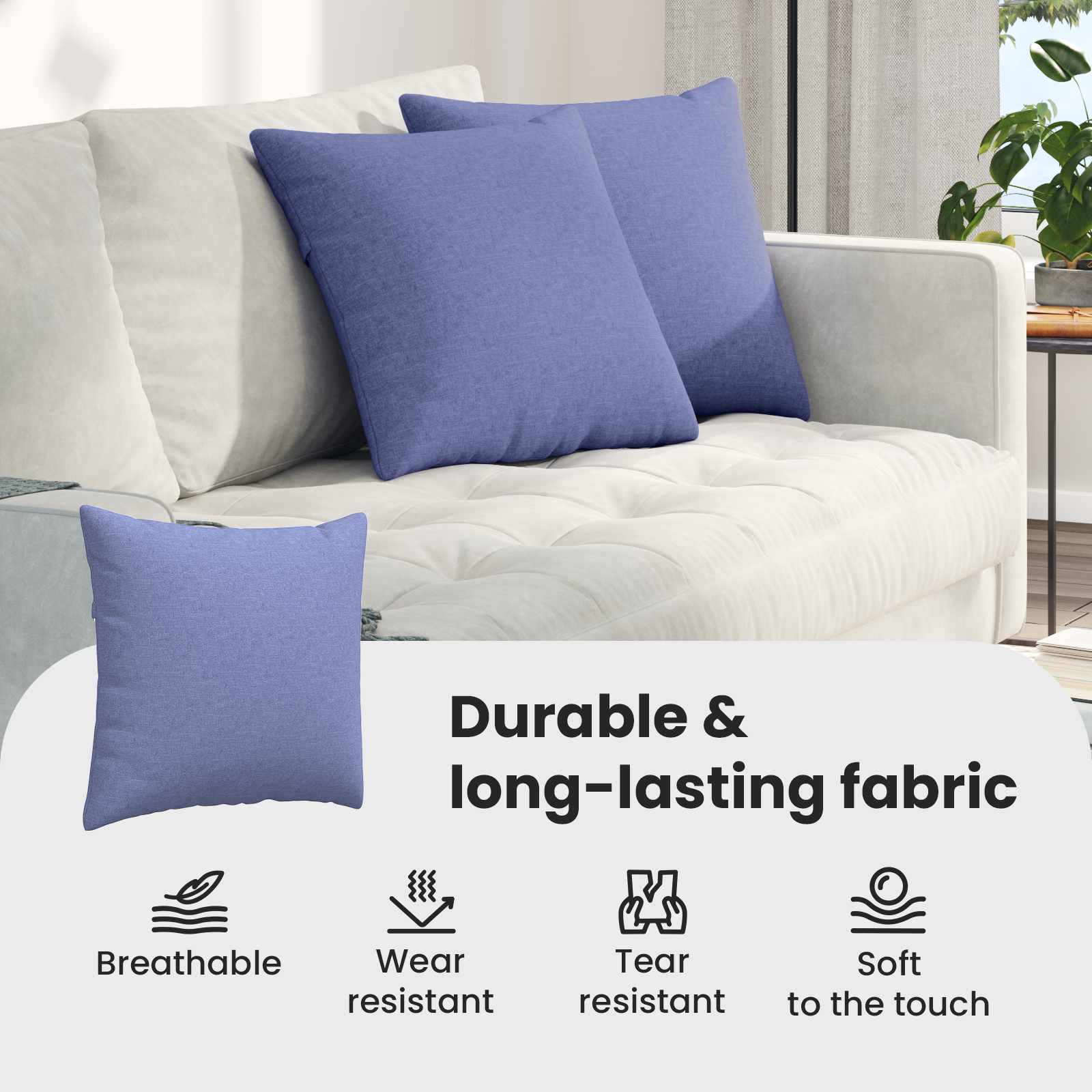 Sofa Cushions 2 pcs Blue 45 x 45 cm fabric