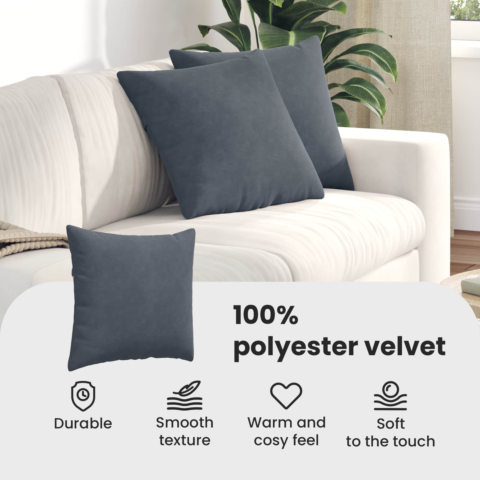 Sofa Pagalvės 2 pcs Tamsiai pilka 45 x 45 cm Kordūrinis audinys