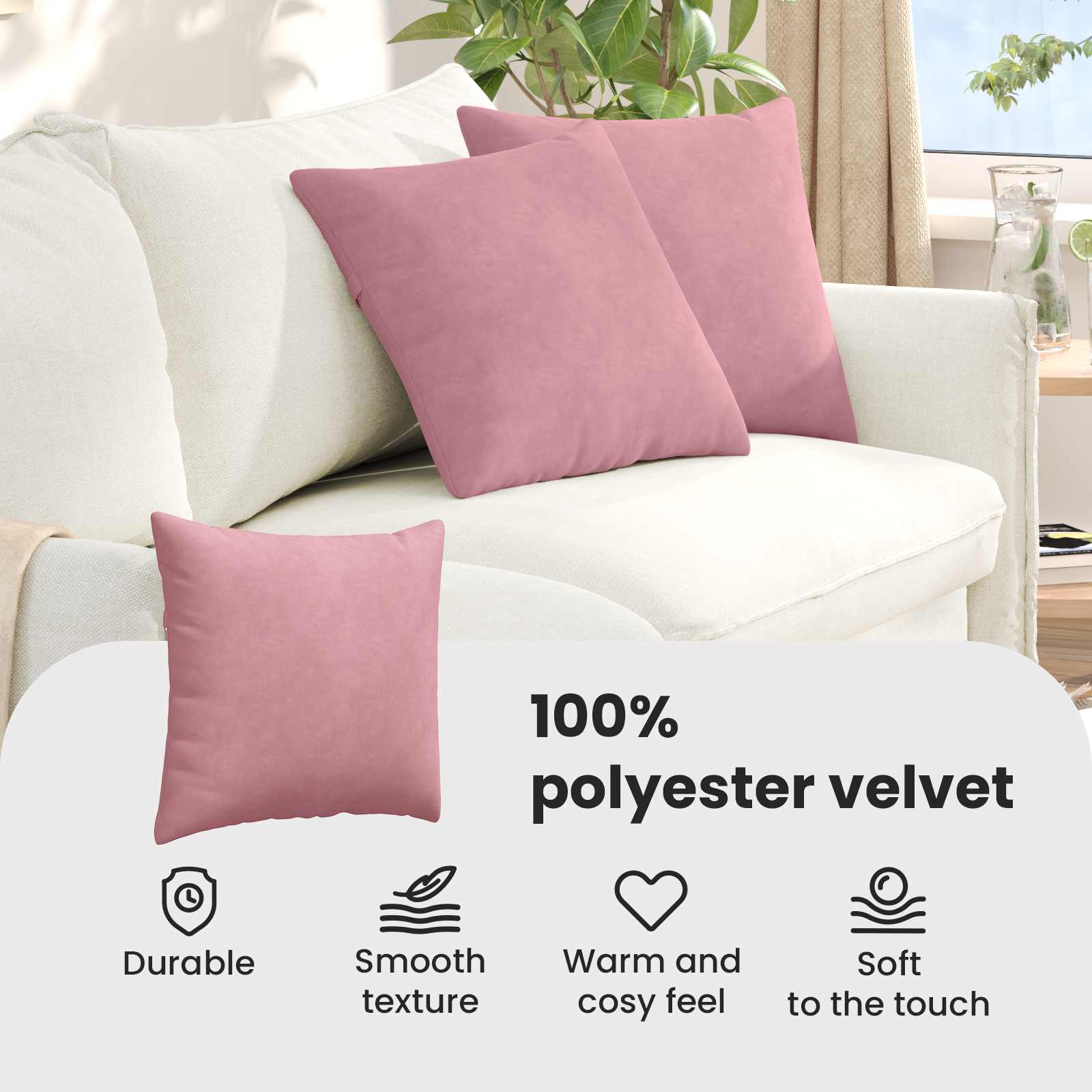 Sofa Pagalvės 2 pcs Rožinė 45 x 45 cm Kordūrinis audinys