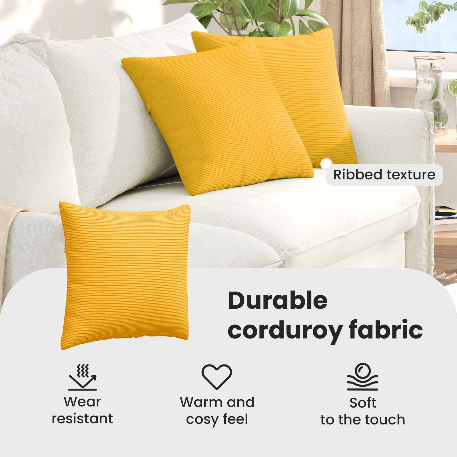 Sofa Pagalvės 2 pcs Šviesi geltona 45 x 45 cm