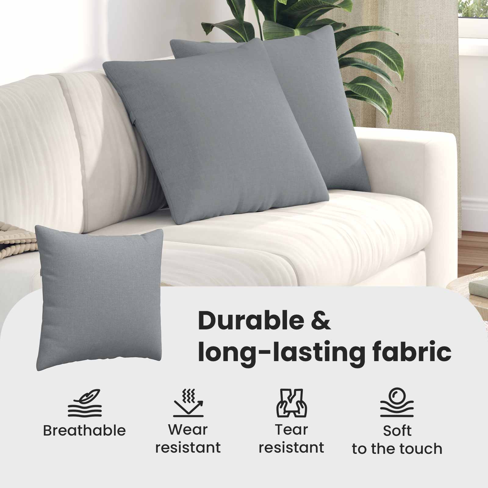 Sofa Pagalvės 2 pcs Šviesiai pilka 50 x 50 cm audinys