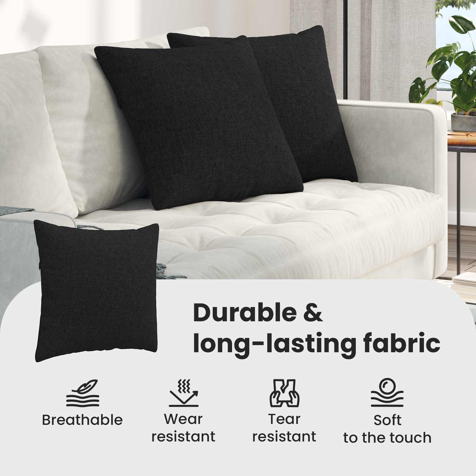 Sofa Pagalvės 2 pcs Juoda 50 x 50 cm audinys