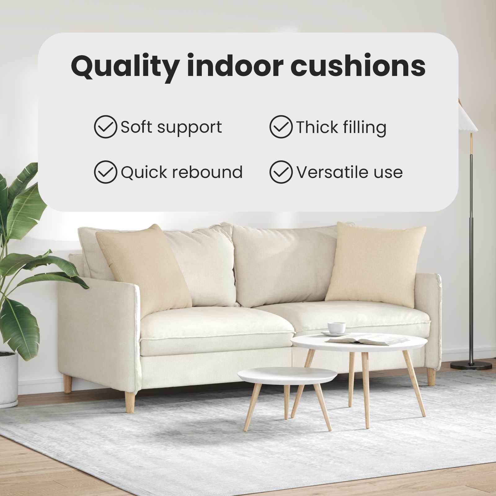 Sofa Pagalvės 2 pcs Kreminė 50 x 50 cm audinys
