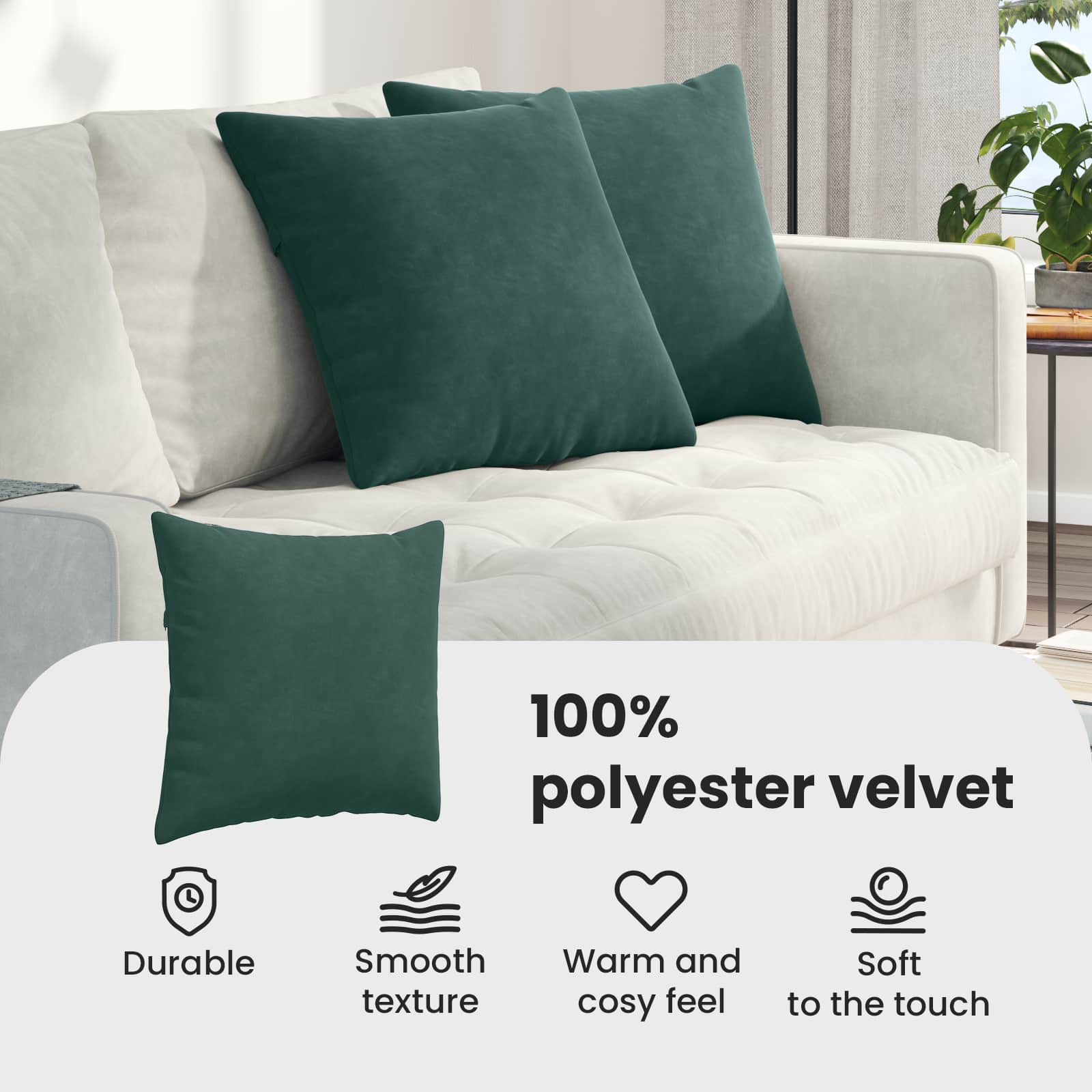 Sofa Pagalvės 2 pcs Tamsiai žalia 50 x 50 cm Kordūrinis audinys