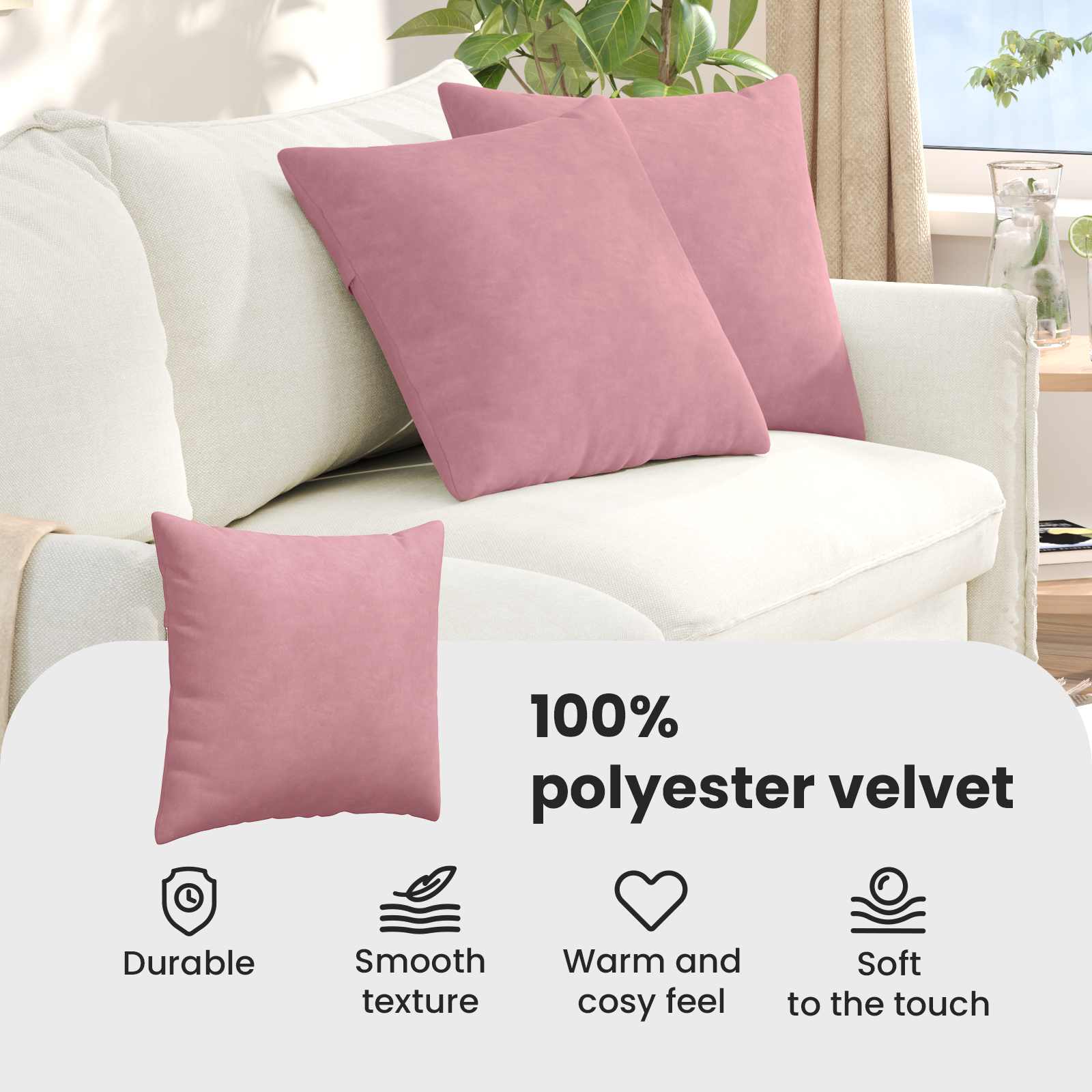 Sofa Pagalvės 2 pcs Rožinė 50 x 50 cm Kordūrinis audinys