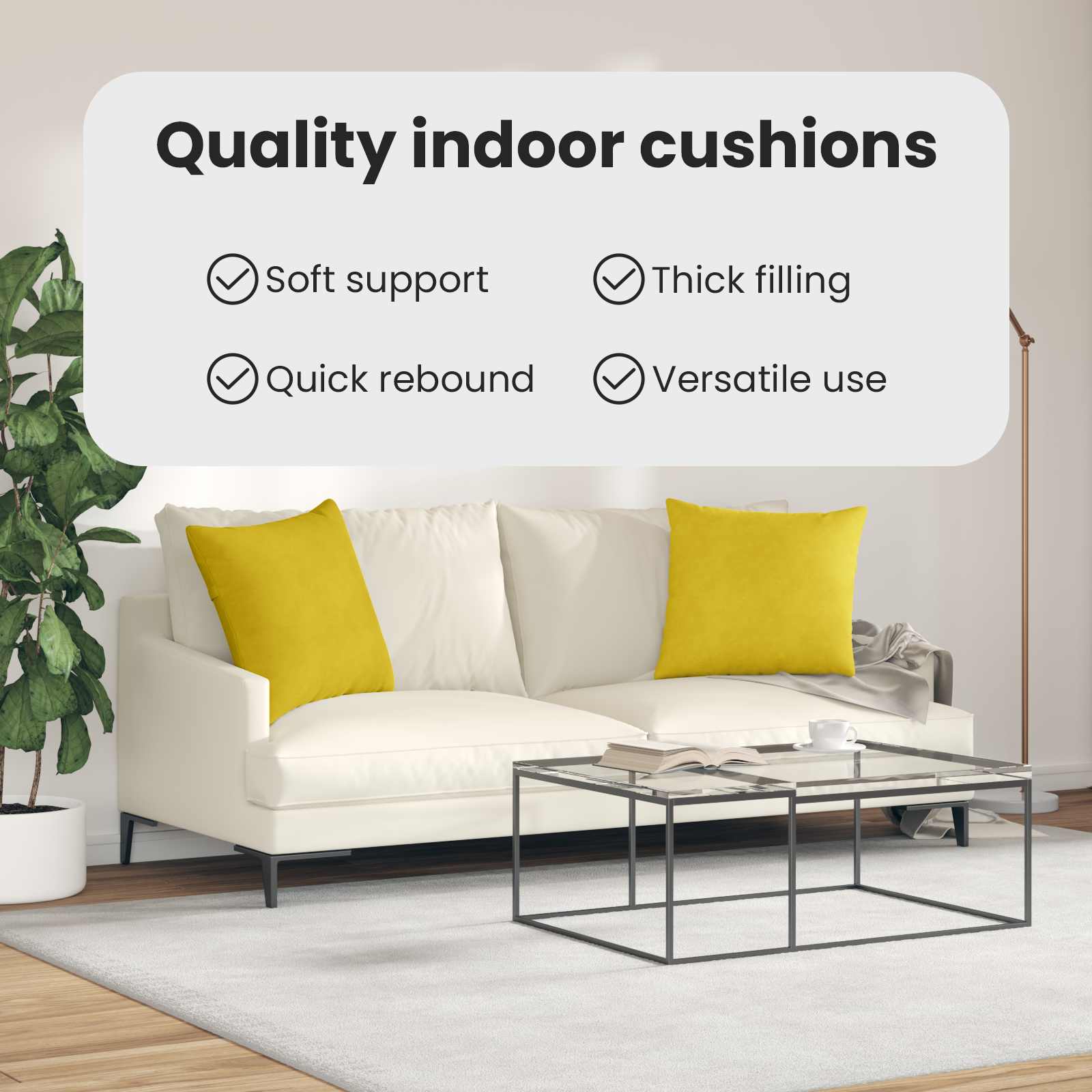 Sofa Pagalvės 2 pcs Geltona 50 x 50 cm Kordūrinis audinys