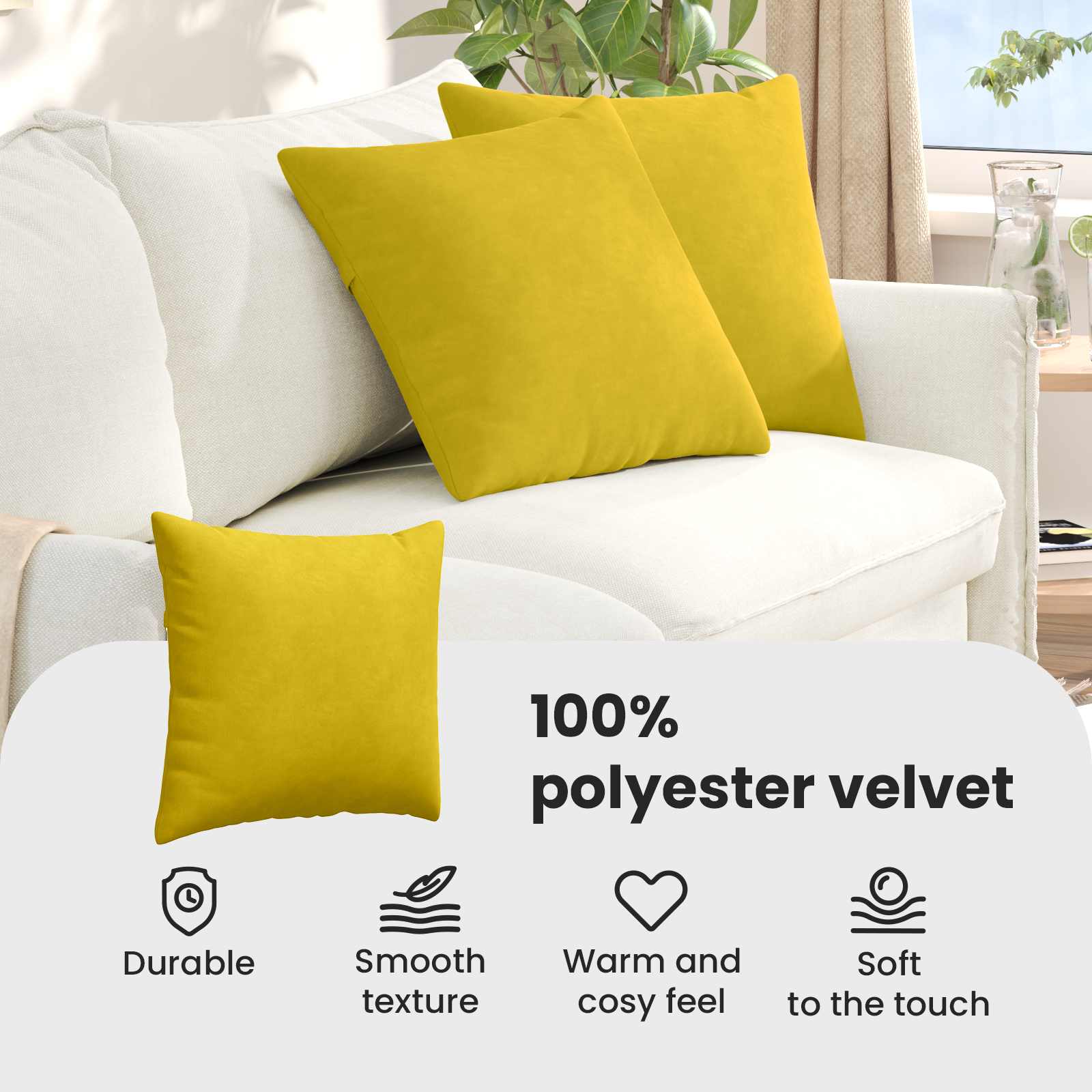 Sofa Pagalvės 2 pcs Geltona 50 x 50 cm Kordūrinis audinys