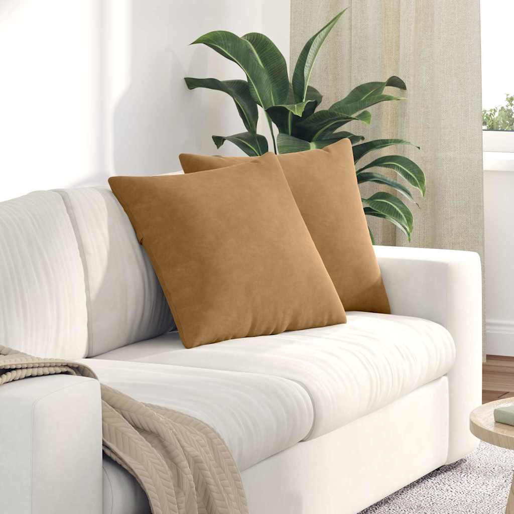 Sofa Cushions 2 pcs Brown 50 x 50 cm Corduroy fabric