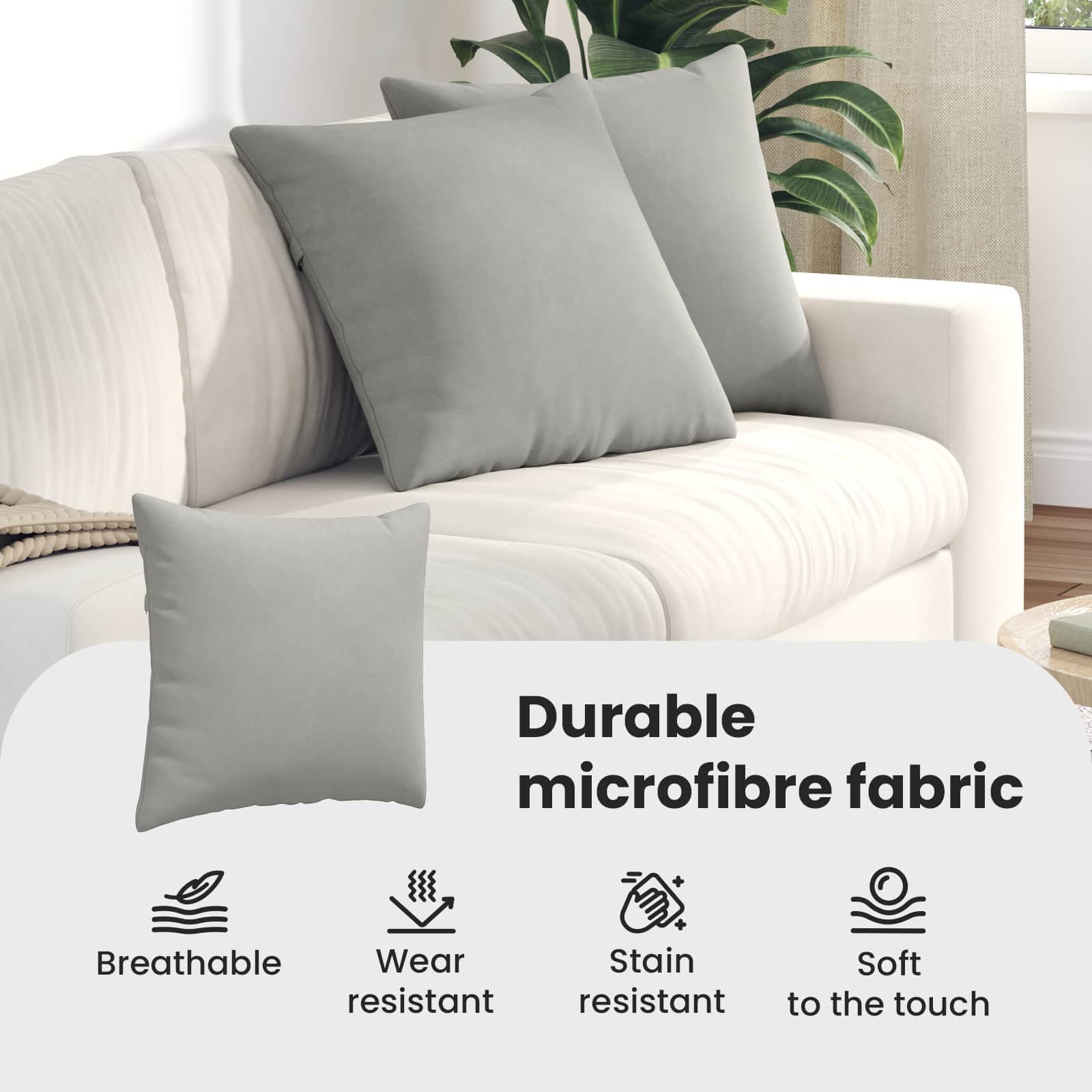 Sofa Pagalvės 2 pcs Šviesiai pilka 50 x 50 cm audinys