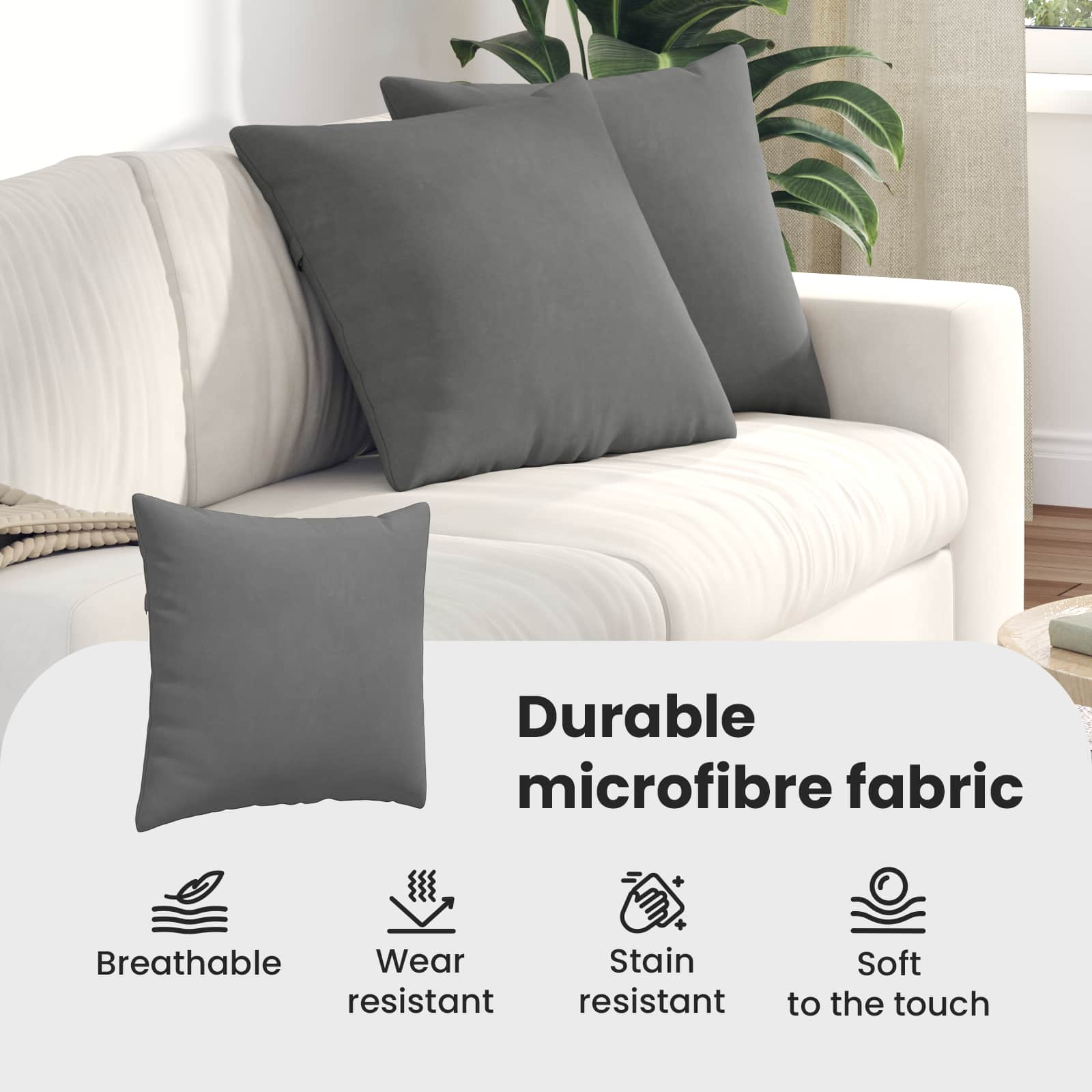 Sofa Pagalvės 2 pcs Tamsiai pilka 50 x 50 cm audinys
