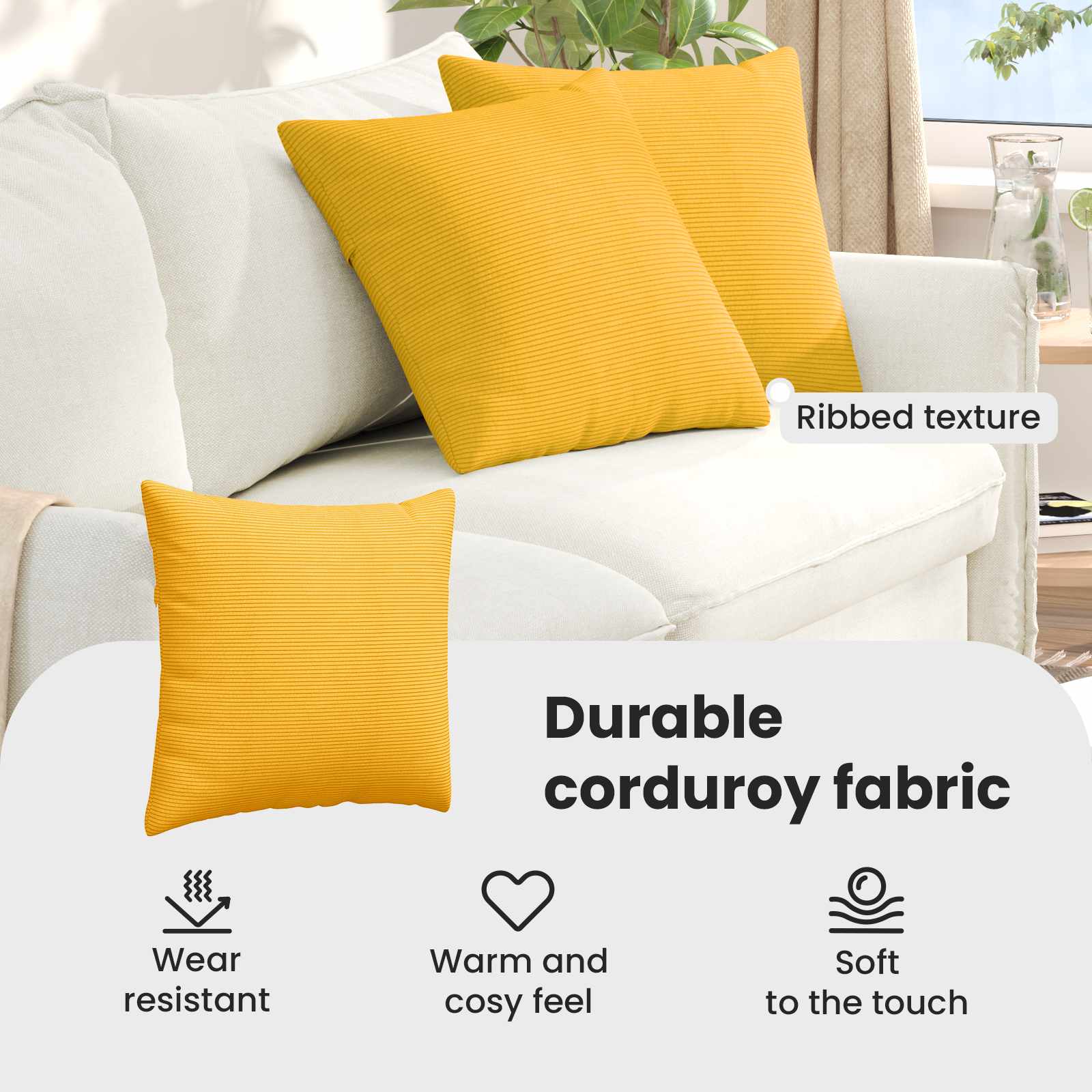 Sofa Pagalvės 2 pcs Šviesi geltona 50 x 50 cm