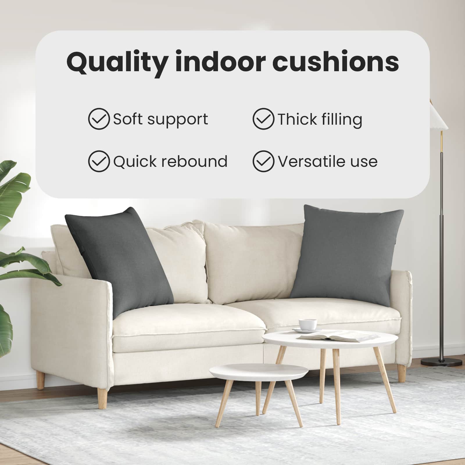 Sofa Pagalvės 2 pcs Tamsiai pilka 60 x 60 cm audinys