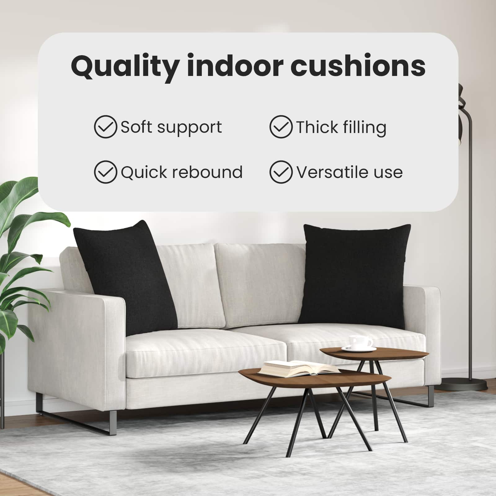 Sofa Pagalvės 2 pcs Juoda 60 x 60 cm audinys